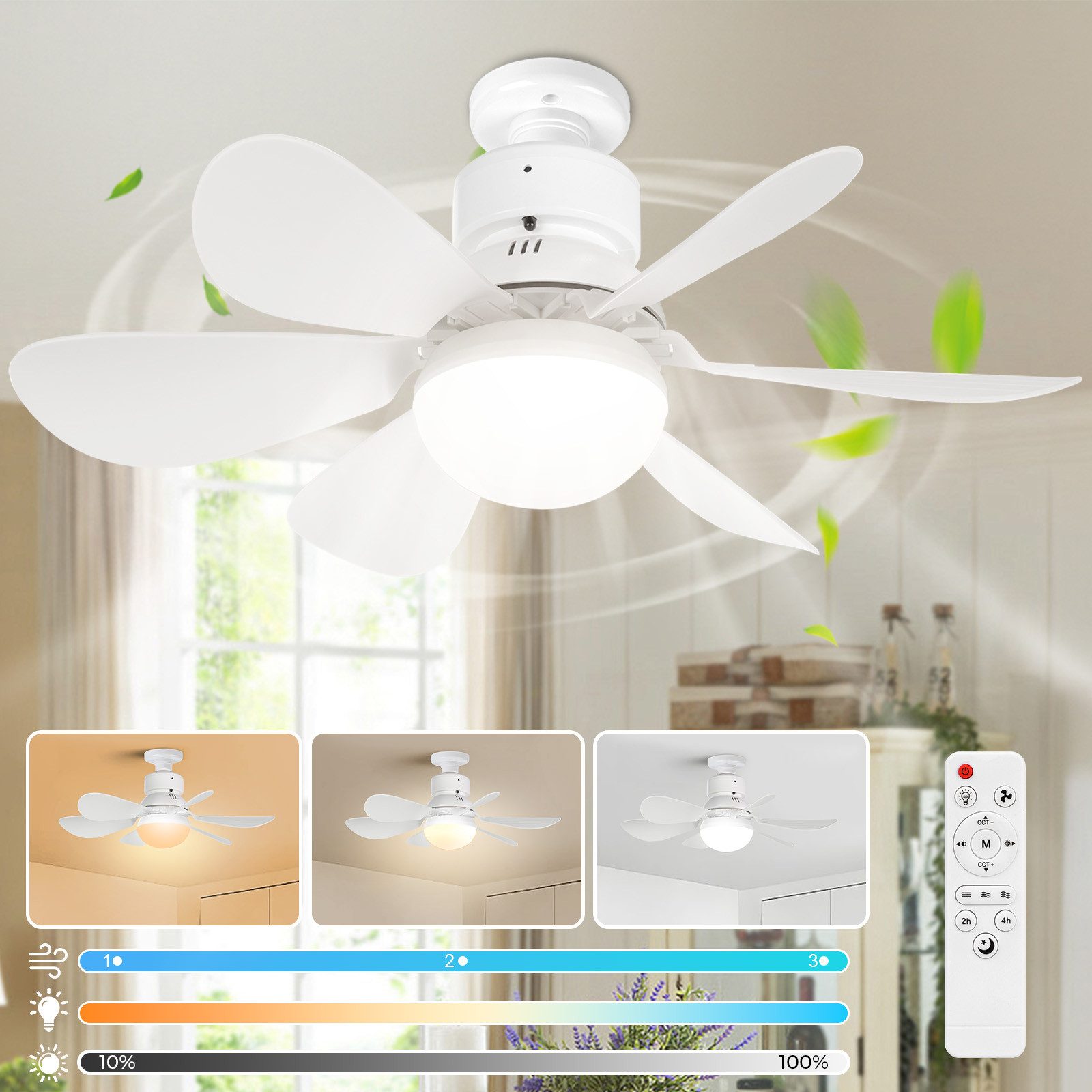 MUPOO Deckenventilator Leise Deckenventilator mit Beleuchtung,E27 günstig online kaufen
