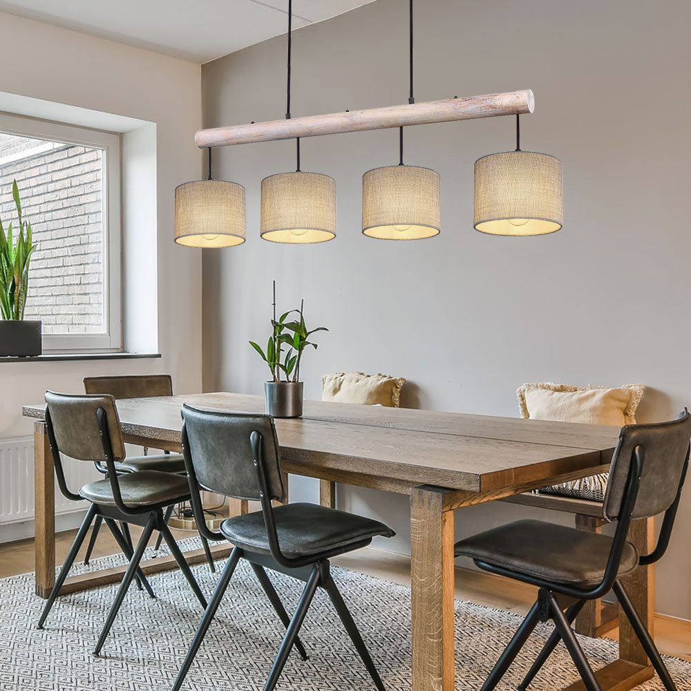 GLOBO LIGHTING Hängeleuchte, Leuchtmittel nicht inklusive, Hängeleuchte Holzbalken Höhenverstellbar Esszimmerleuchte Holz