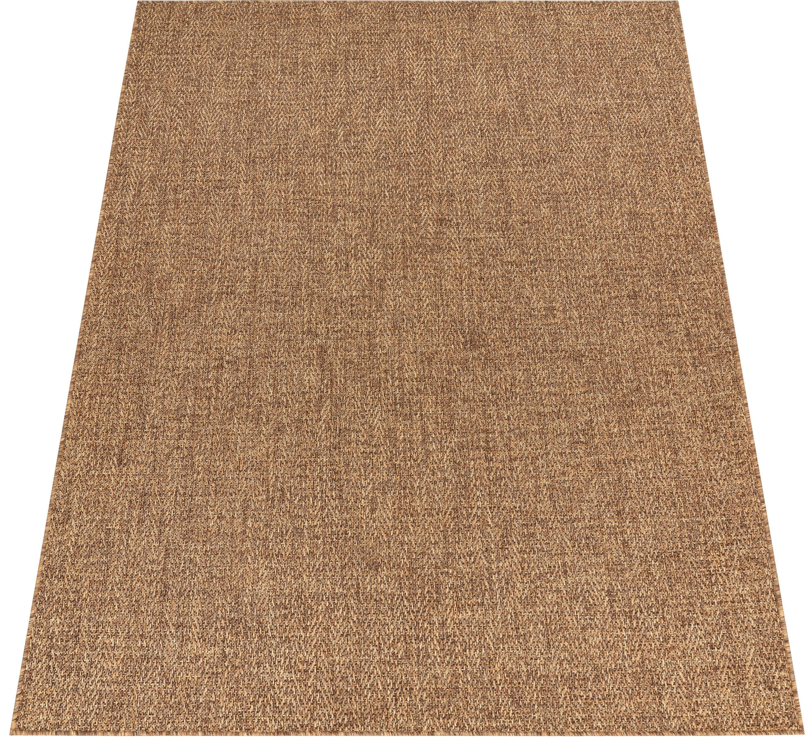 Teppich Luca 421, Paco Home, rechteckig, Höhe: 4 mm, Flachgewebe, meliert, geometrisch, In- und Outdoor geeignet Braun