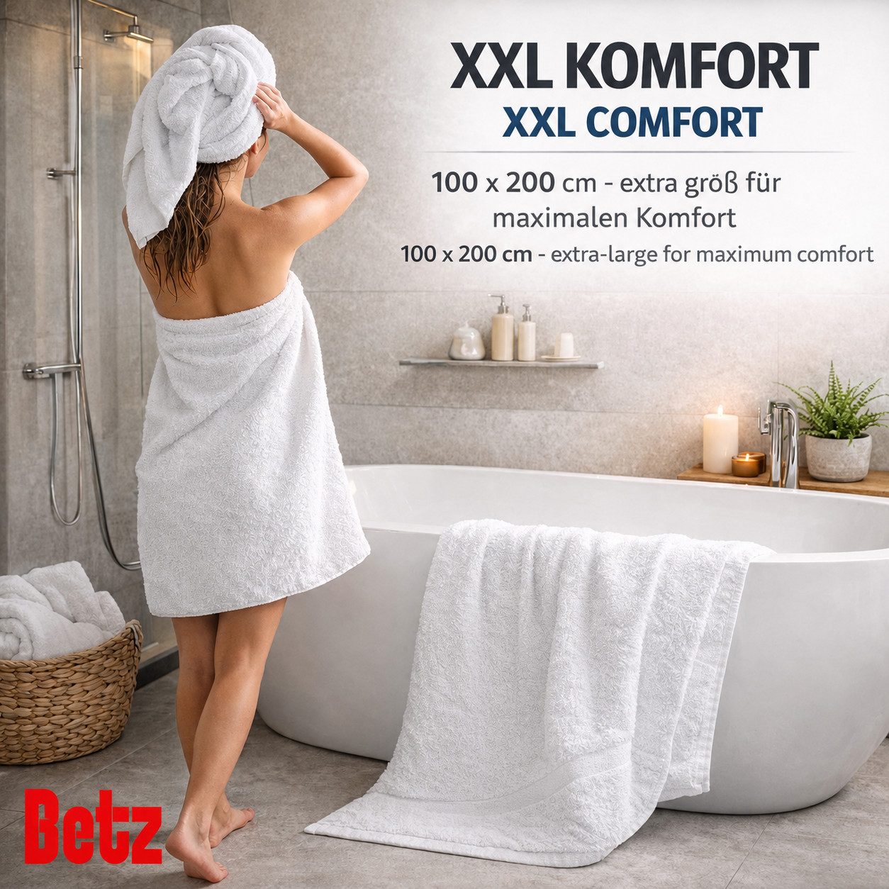 Betz Badetuch Berlin Größe 100 x 200 cm Saunatuch & Strandtuch 360 g/m², 100% Baumwolle (1 Stück, 1-St), saugstark & weich – großes Handtuch mit Aufhänger – Ser – Bild 3 von 5