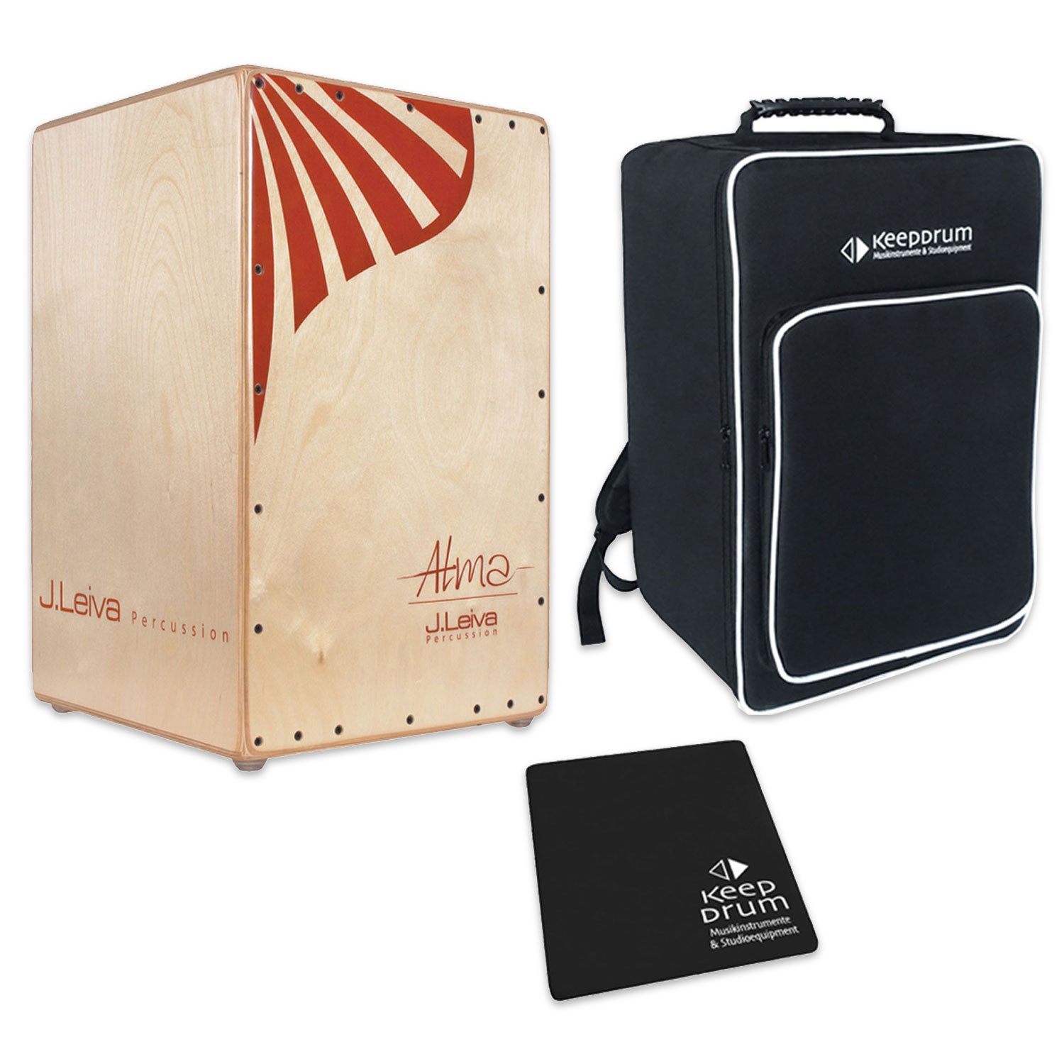J. Leiva Cajon J.Leiva Alma Red Cajon mit keepdrum Tasche und Pad,Cajon, Cajon, Vorteils Set mit Zubehör