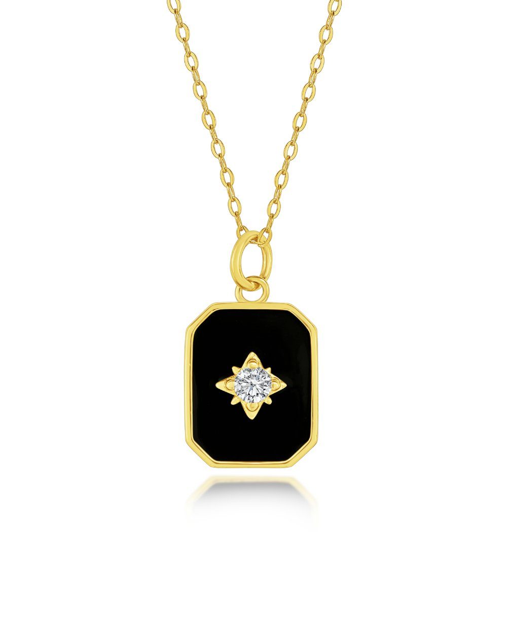 DANIEL CLIFFORD Kette mit Anhänger 'Nova' Damen Halskette Silber 925 vergoldet 18k Gold, Emaille Anhänger (inkl. Verpackung), vergoldete Silberkette größenverstellbar 39cm - 45cm