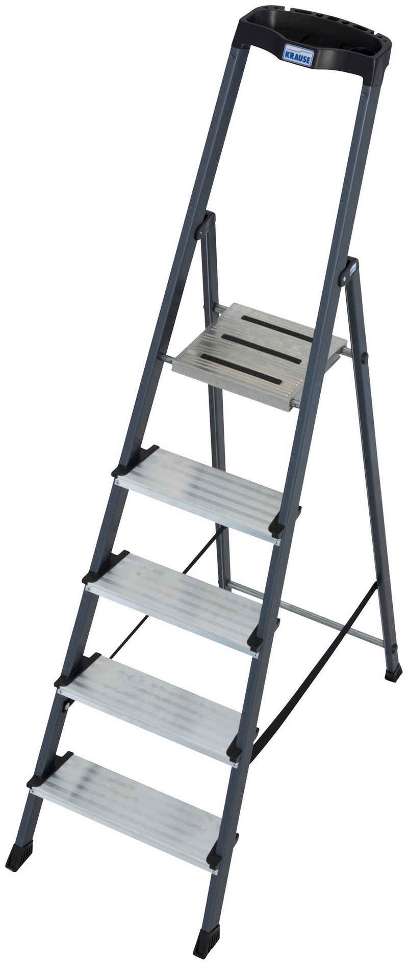 KRAUSE Stehleiter Securo, Alu eloxiert, 1x5 Stufen, Arbeitshöhe ca. 305 cm