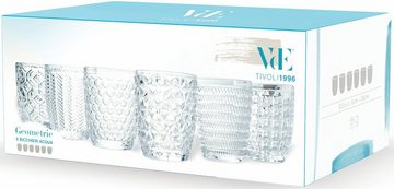 Villa d'Este Gläser-Set Geometrie Transparent, Glas, Wassergläser-Set, 6-teilig, Inhalt 300 ml