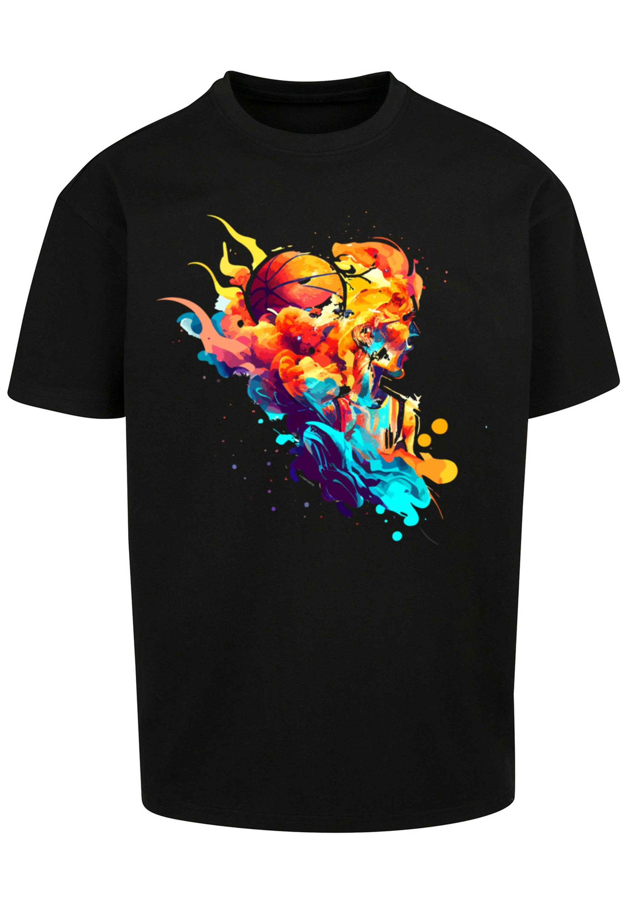 Print schwarz Basketball T-Shirt TEE OVERSIZE Player Sport F4NT4STIC