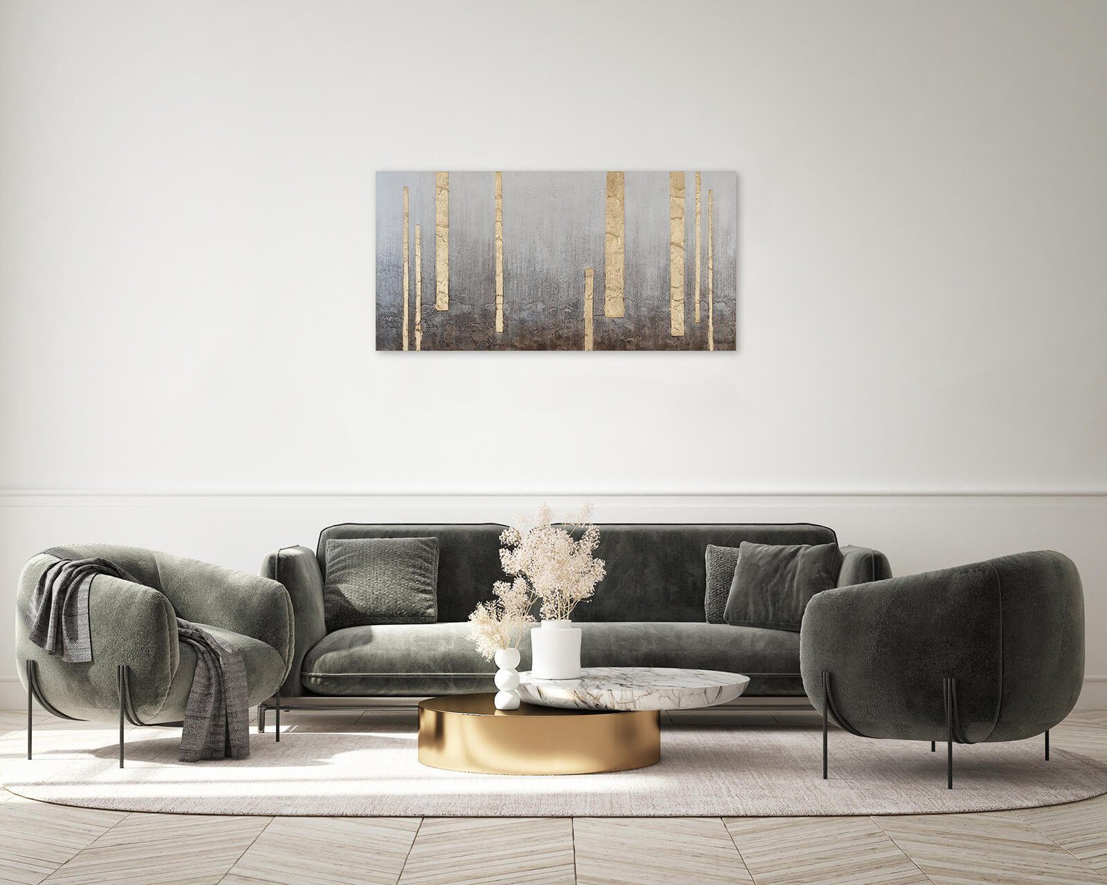 KUNSTLOFT Gemälde Solar Wohnzimmer Leinwandbild Wandbild HANDGEMALT 120x60 Accent cm, 100