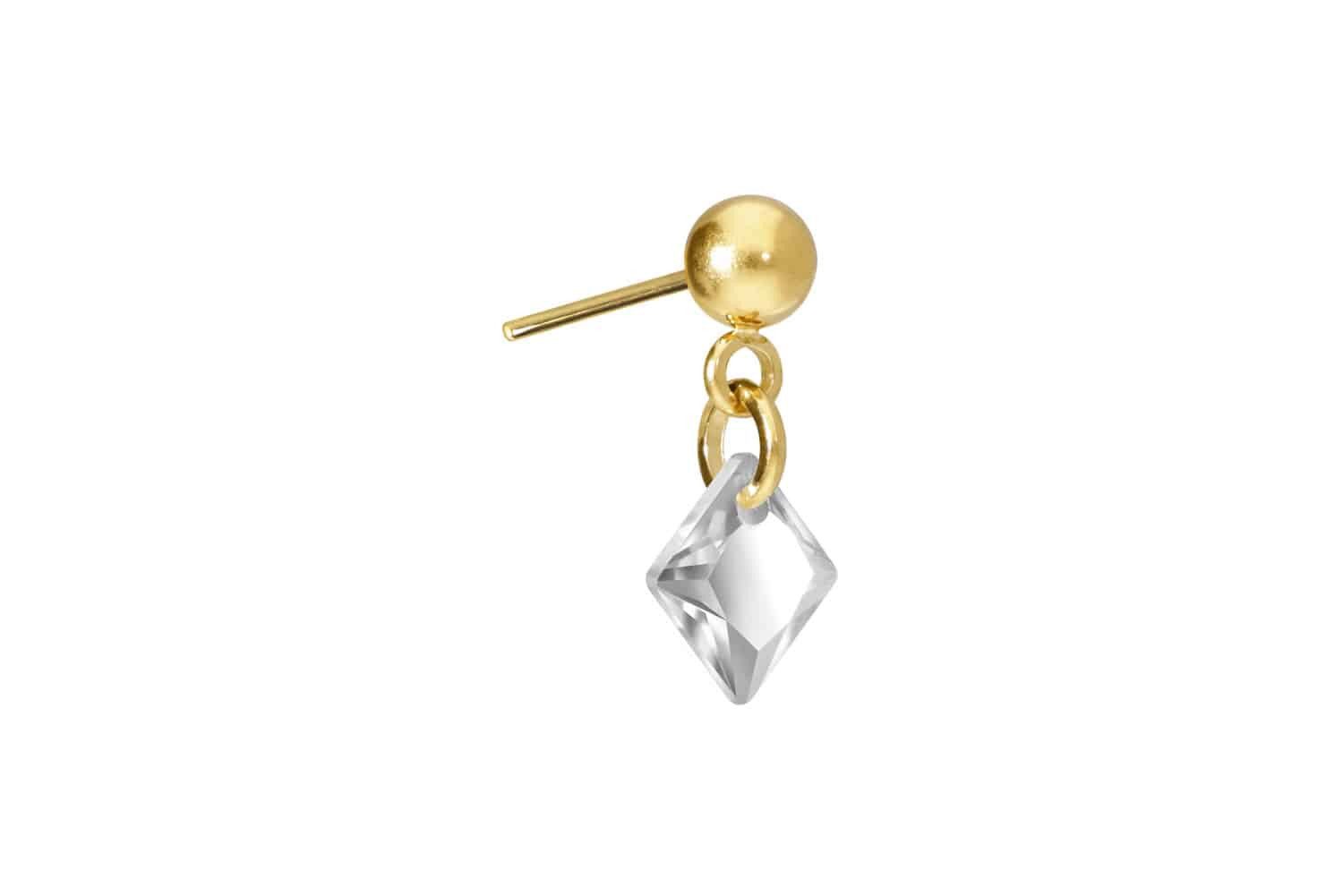 Piercing-Set Titan Aufsatz mit Push Pin KRISTALLQUADRAT