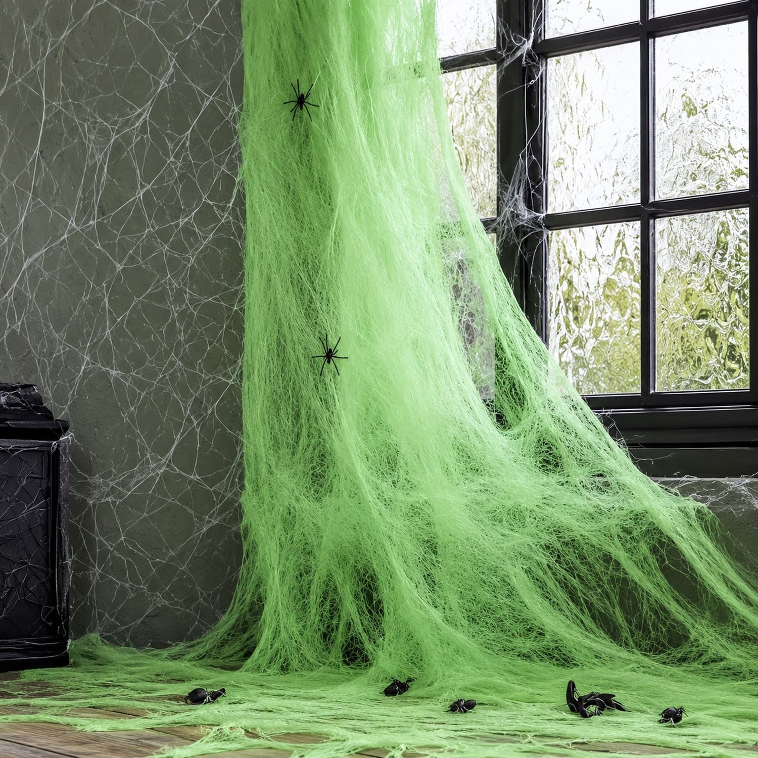 Fiestas Guirca Dekoobjekt Spinnennetz Spinnweben 100g, Grün - Halloween Dek – Bild 2 von 4
