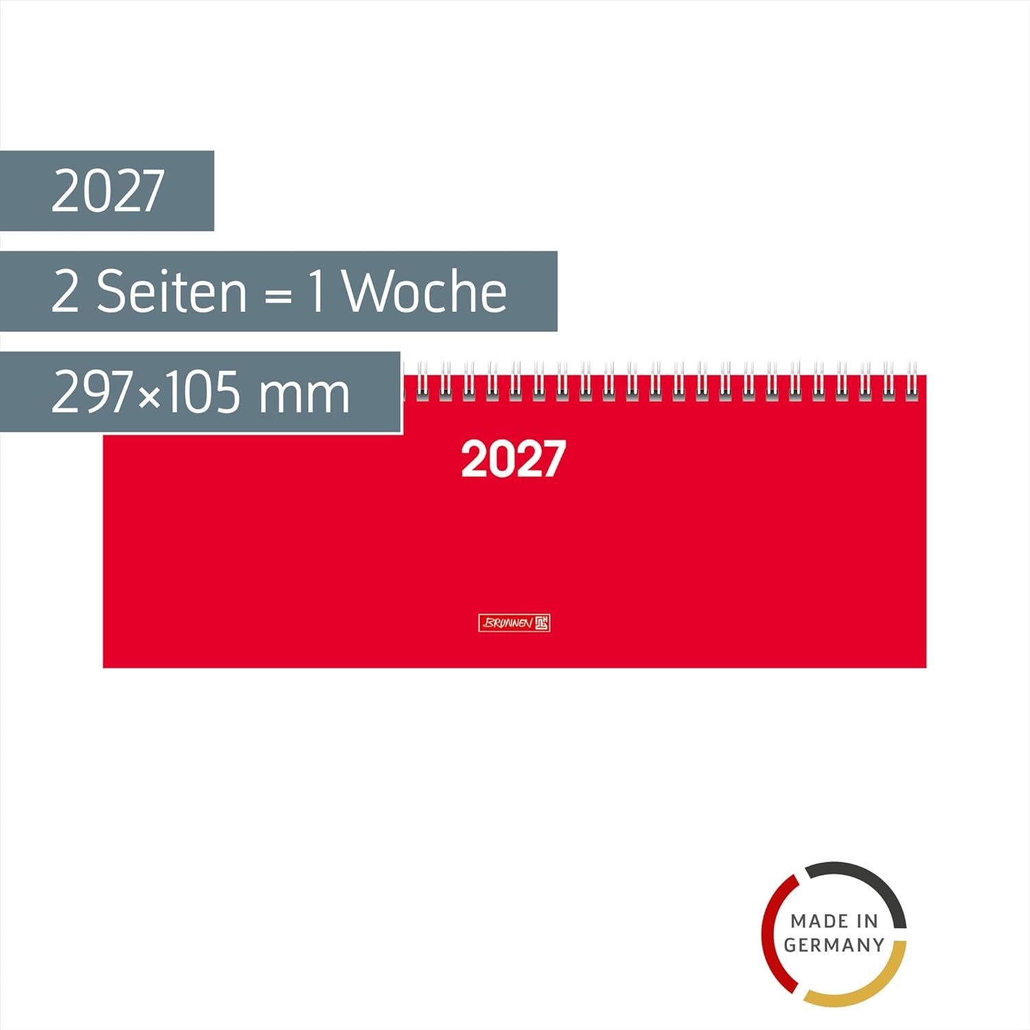 BRUNNEN Querkalender BRUNNEN Querterminbuch 772 Karton, rot 2 Seiten = 1 Woche