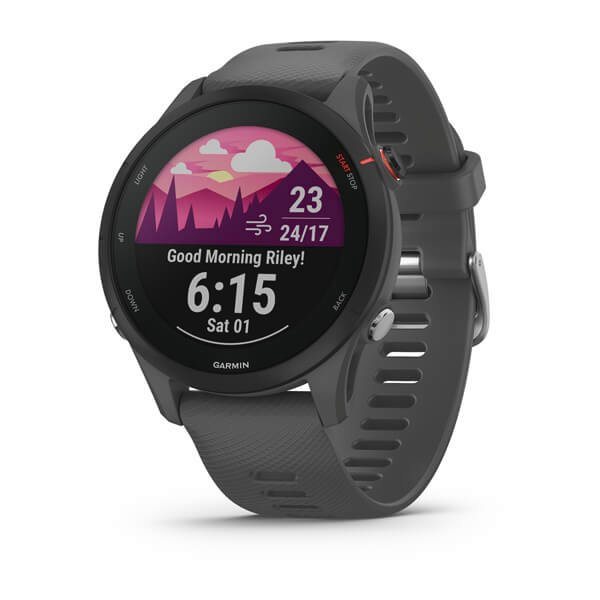 Garmin Forerunner 255 Basic Smartwatch (3,3 cm/1,3 Zoll, Proprietär),  Vorinstallierte Sport Apps, wie u.a. Triathlon, Laufen, Radfahren