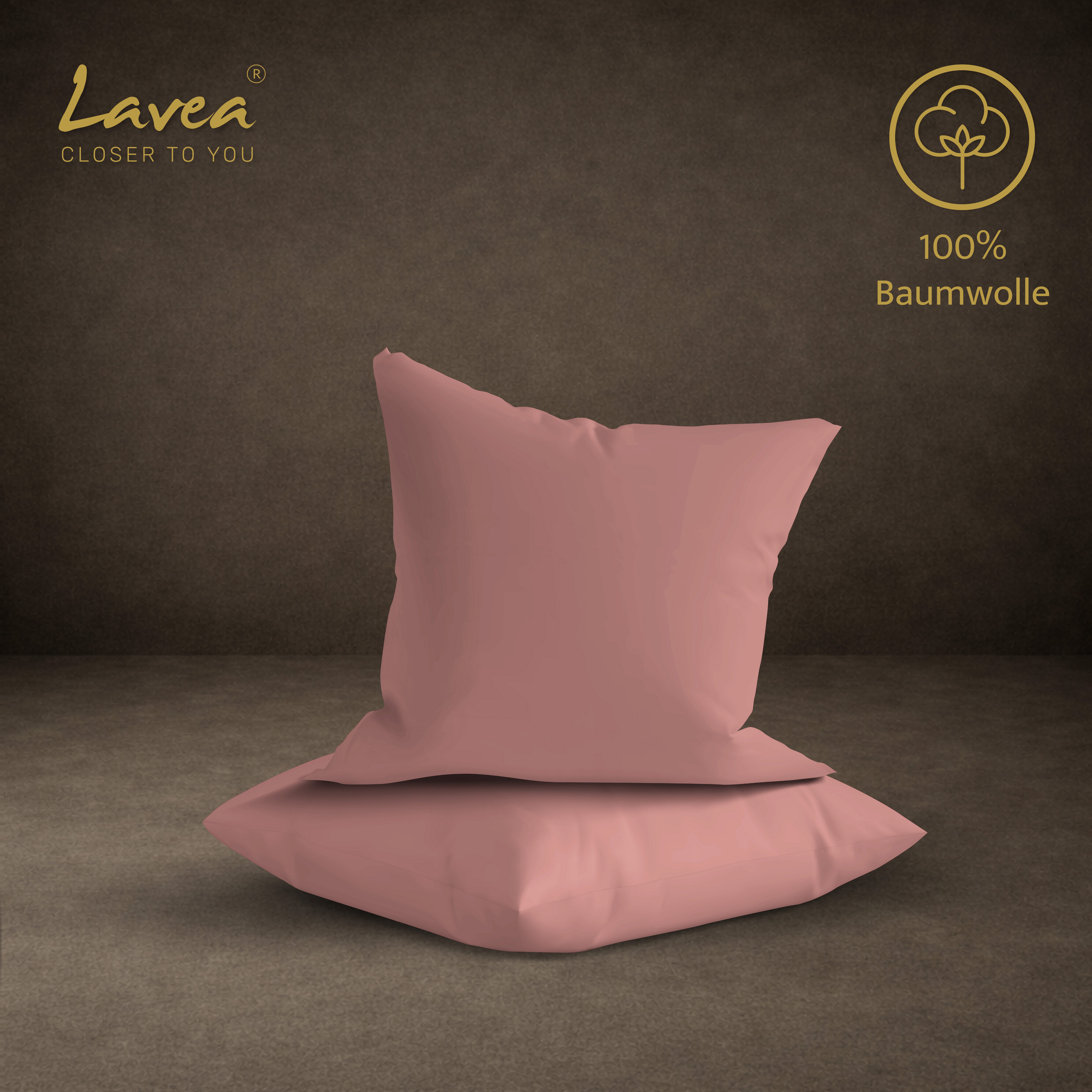 Lavea Kissenbezug 2er Set 100% Baumwolle flauschig, Jasmin, Kissenhülle, Kissenbezüge, (2 Stück), pflegeleicht, langlebige Qualität, mit Reißverschluss
