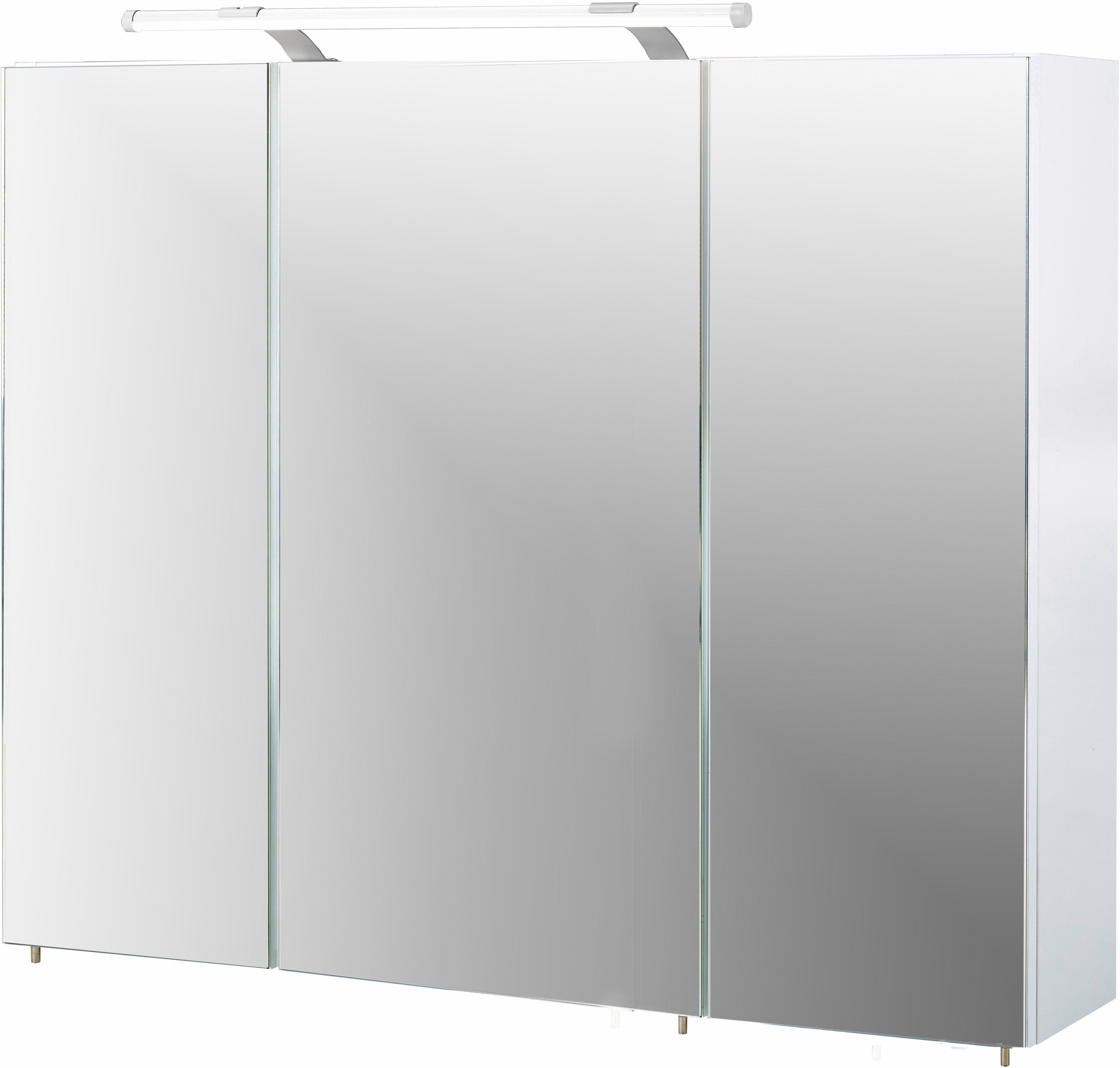 Schildmeyer Spiegelschrank Dorina Breite 90 cm, 3-türig, LED-Beleuchtung, Schalter-/Steckdosenbox weiß Glanz | weiß Glanz
