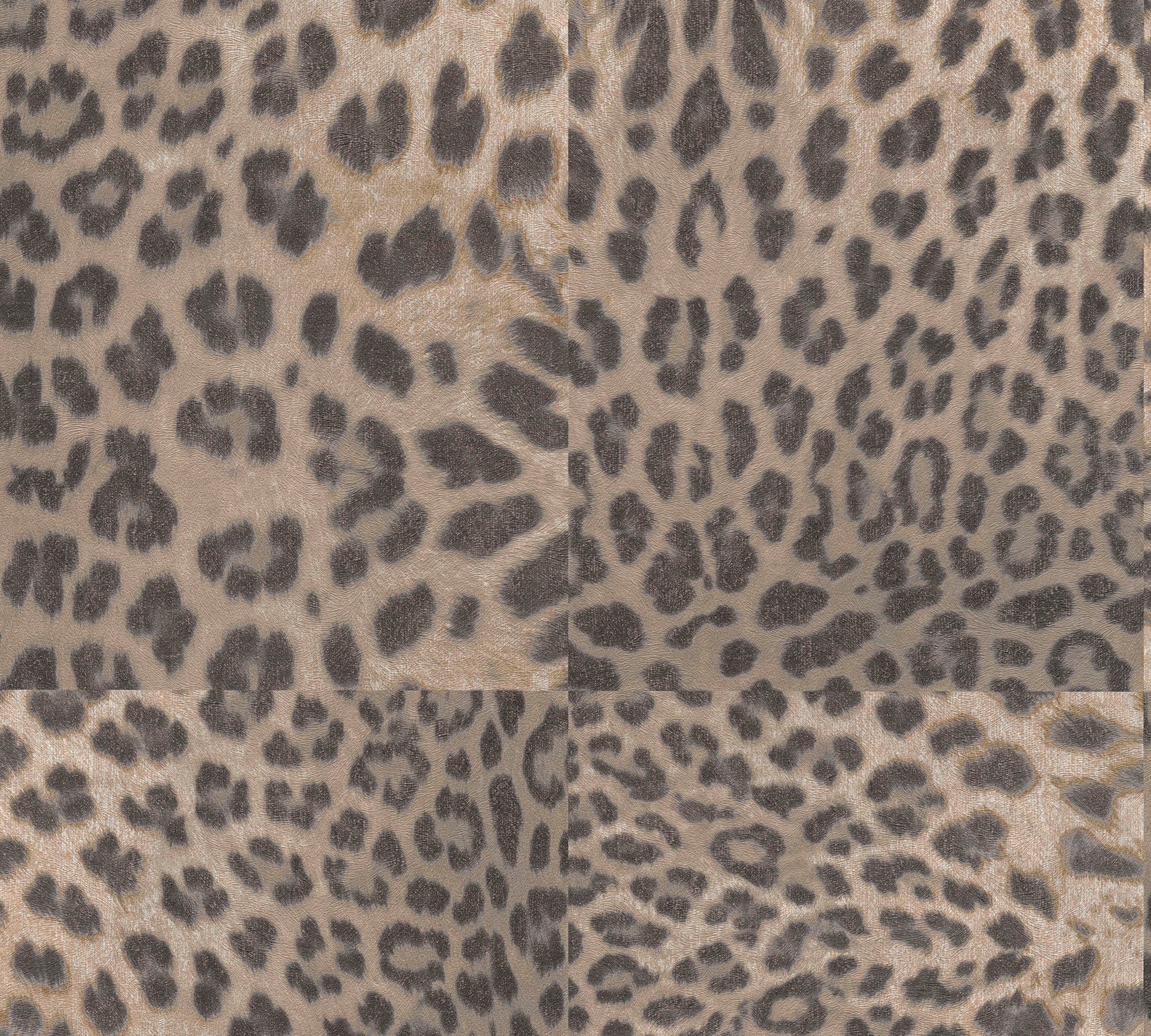 living walls Vliestapete Desert Lodge, strukturiert, Fellimitat, animal print, gemustert, Tapete Leopardenmuster braun/beige