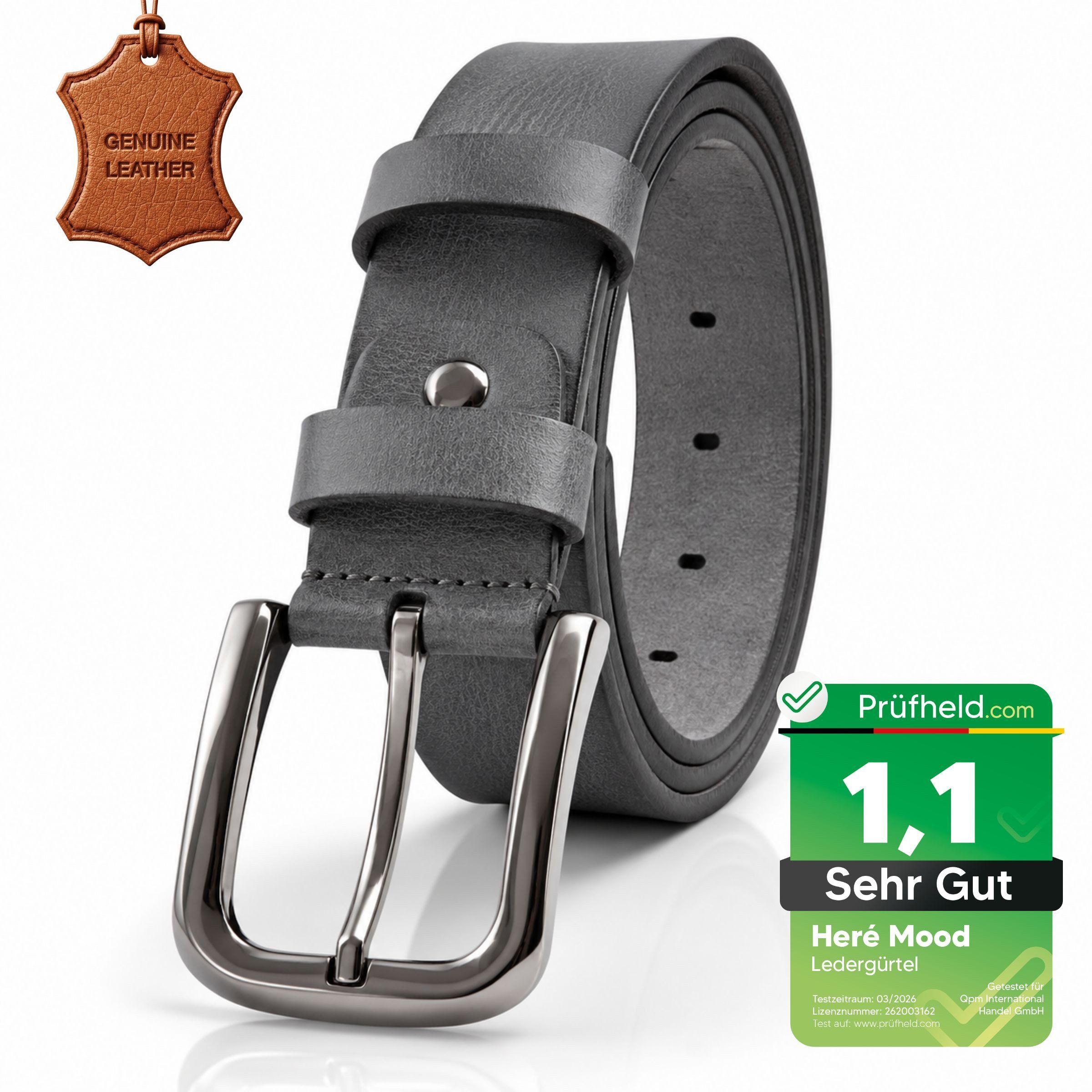 herémood Ledergürtel Gürtel Herren 4cm breit Ledergürtel Jeans Premium Geschenke für Männer (100 % Echtleder Gürtel handgefertigt, hochwertig verarbeitet, kürzbar, 1-St)