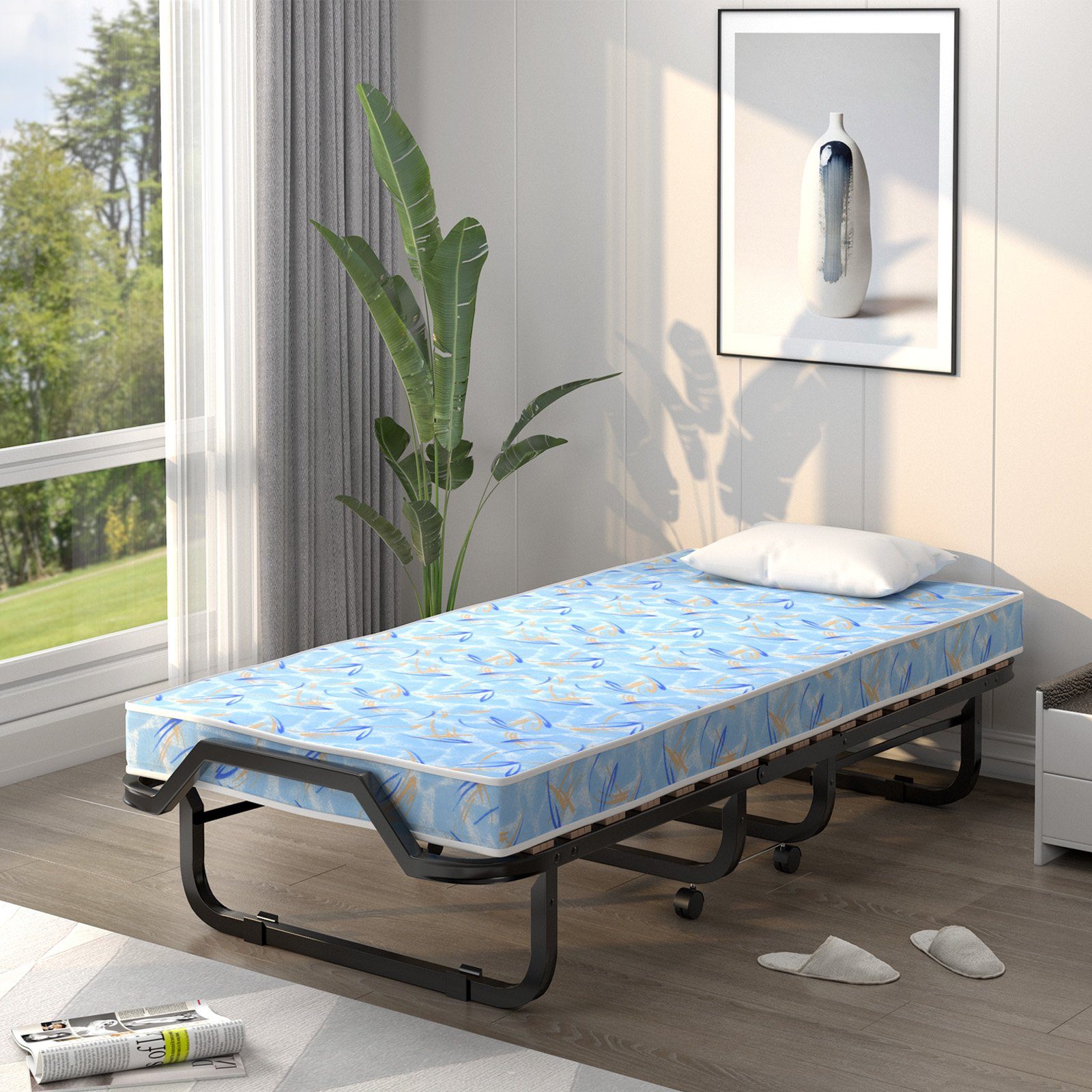 COSTWAY Gästebett klappbar, 90x200cm auf Rädern, günstig online kaufen