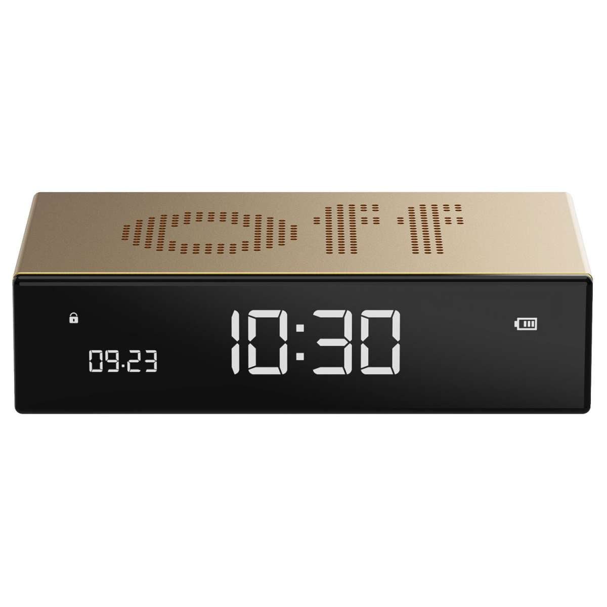 Lexon Quarzwecker LR152D Digitalwecker Flip Premium Goldfarben