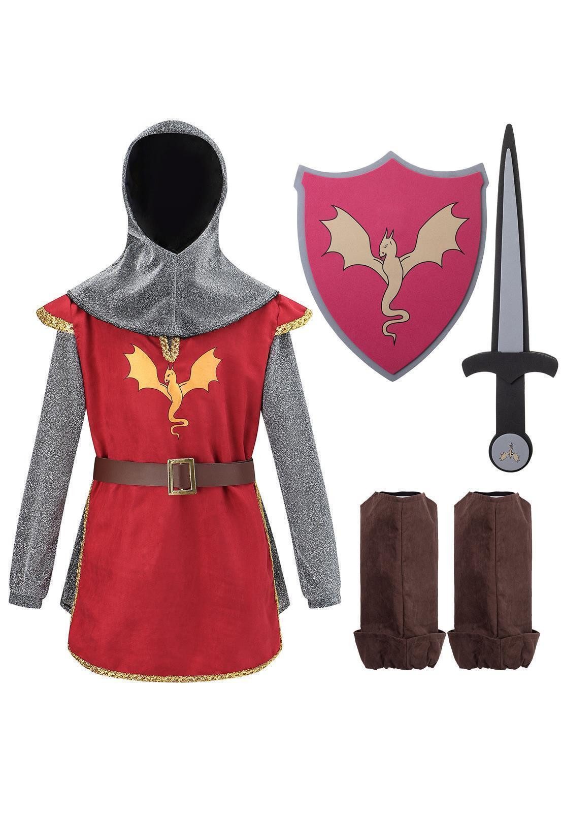 Corimori Ritter-Kostüm Krieger Karnevalskostüm, mehrteiliges Set, Kinder, Fasching, Mittelalterfest, Jungen, mit Schaumstoff-Schwert und Schild