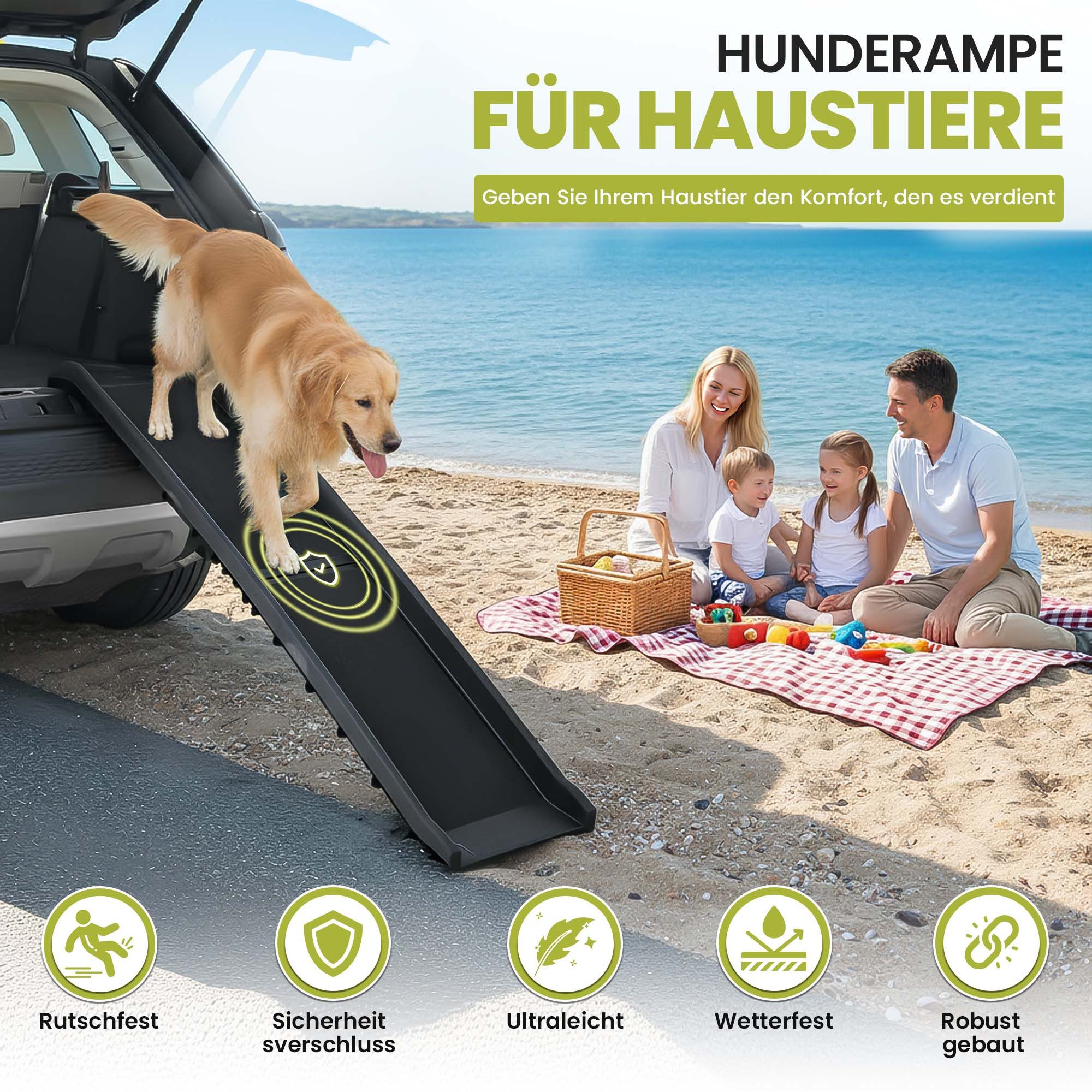 all Pets United Haustiertreppe All Pets United Klappbare Haustiertreppe - Hund Auto Rampe 156x40 cm (Klappbare, Einstiegshilfe), für Kofferraum 156 x 40 cm