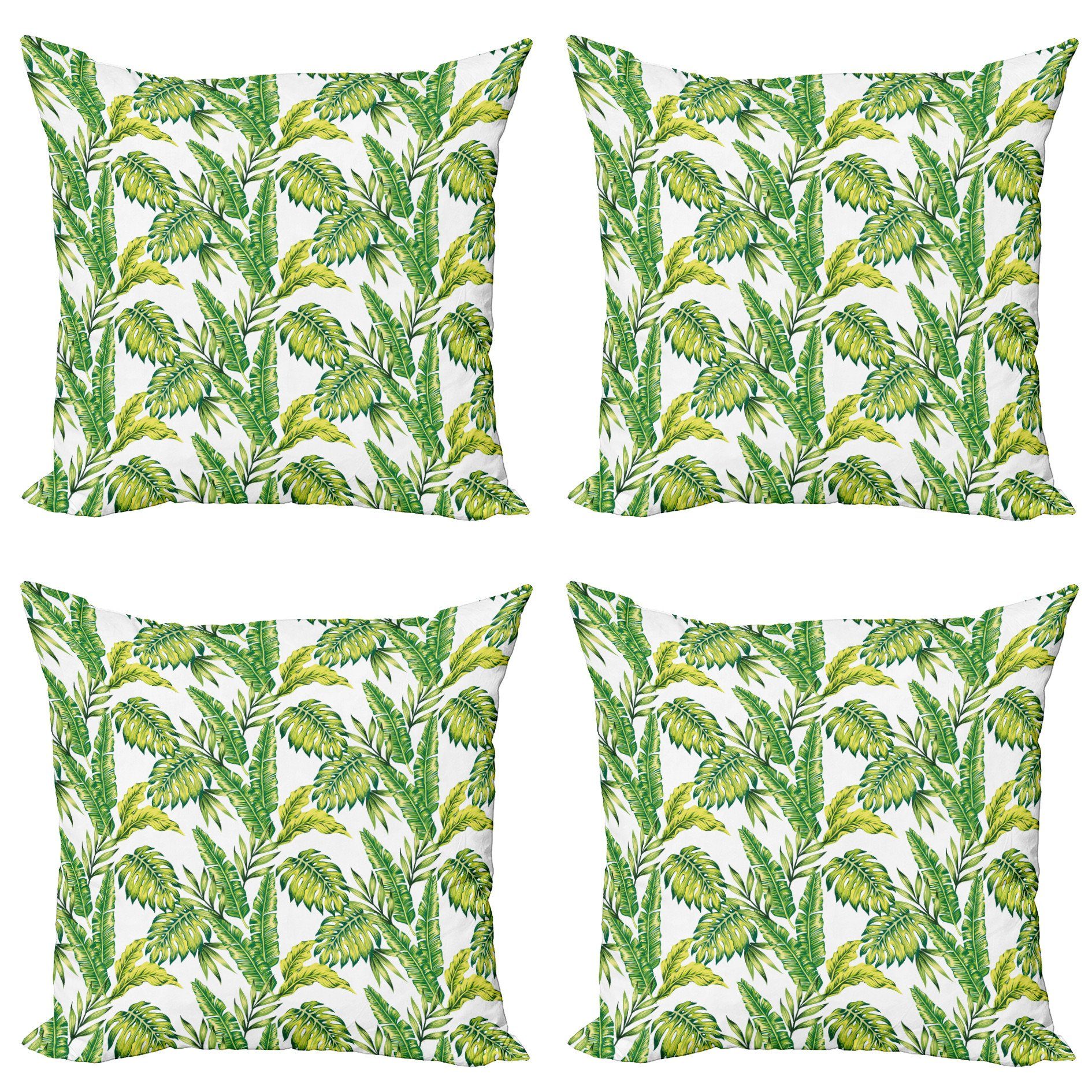 Kissenbezüge Modern Laub Abakuhaus Digitaldruck, (4 Stück), Doppelseitiger Urwald Palms Accent Bamboo