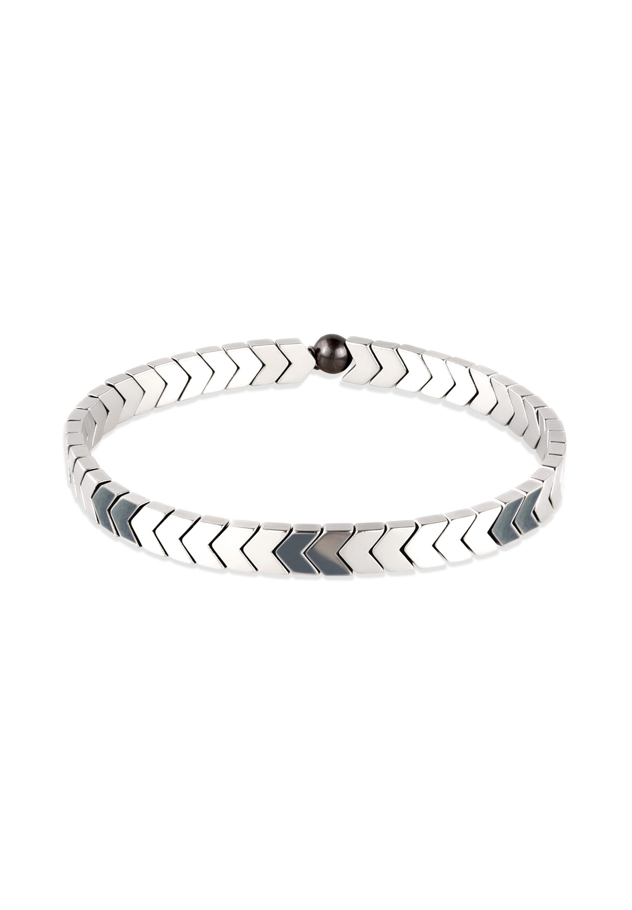 Kuzzoi Bead-Armband-Set Synthetischer Hämatit Grau 925 Sterling Silber