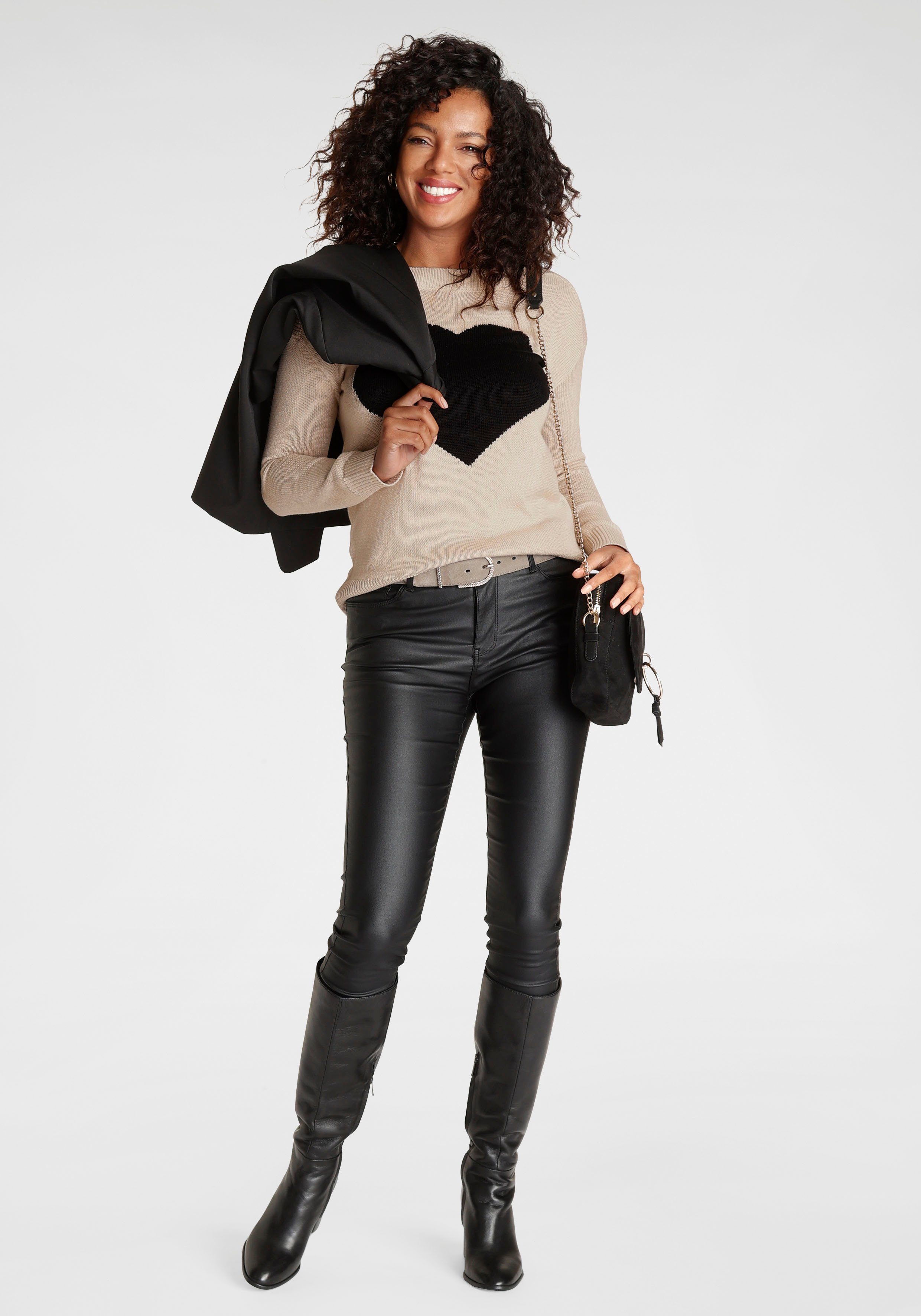 Laura Scott Strickpullover mit Herz-Strickmuster