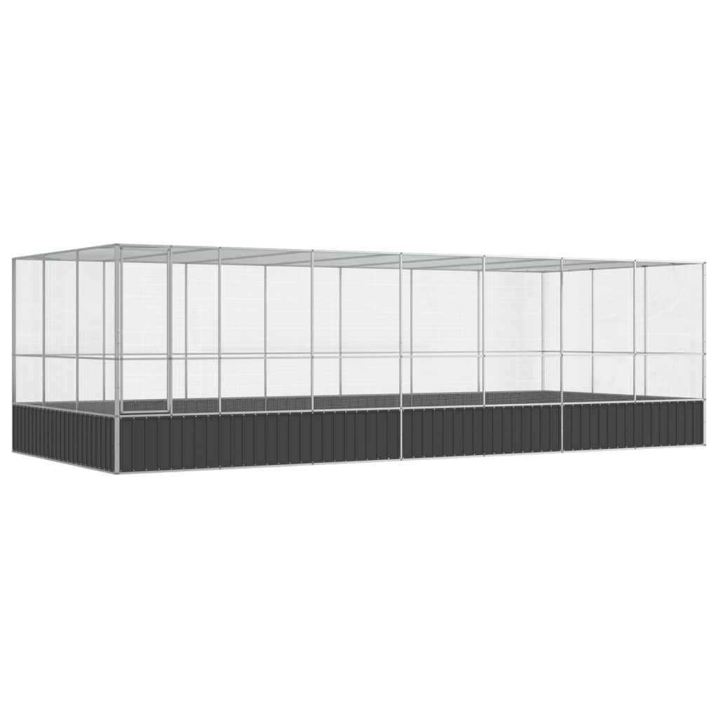 vidaXL Voliere, Voliere mit Erweiterung Silbern 725x307x212 cm Stahl