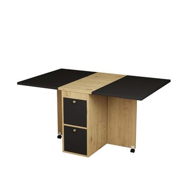 WISHDOR Essgruppe Esstisch-Set, Klappbarer Tisch, (1 Tisch, 4 Stühlen), Mit Riemenscheibe, Ausziehbarer Esszimmertisch, 120*80*75cm