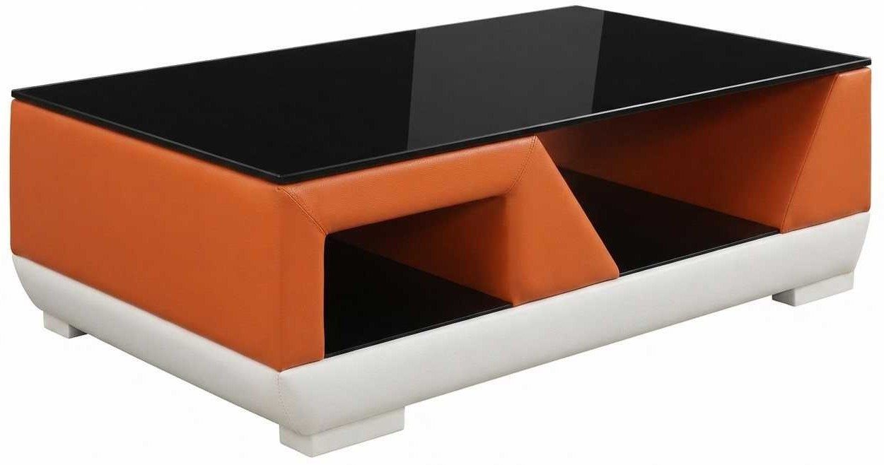 Xlmoebel Couchtisch Moderner Wohnzimmertisch Orange Kunstleder Holz Ablage Design Möbel (1-St., 1-tlg)