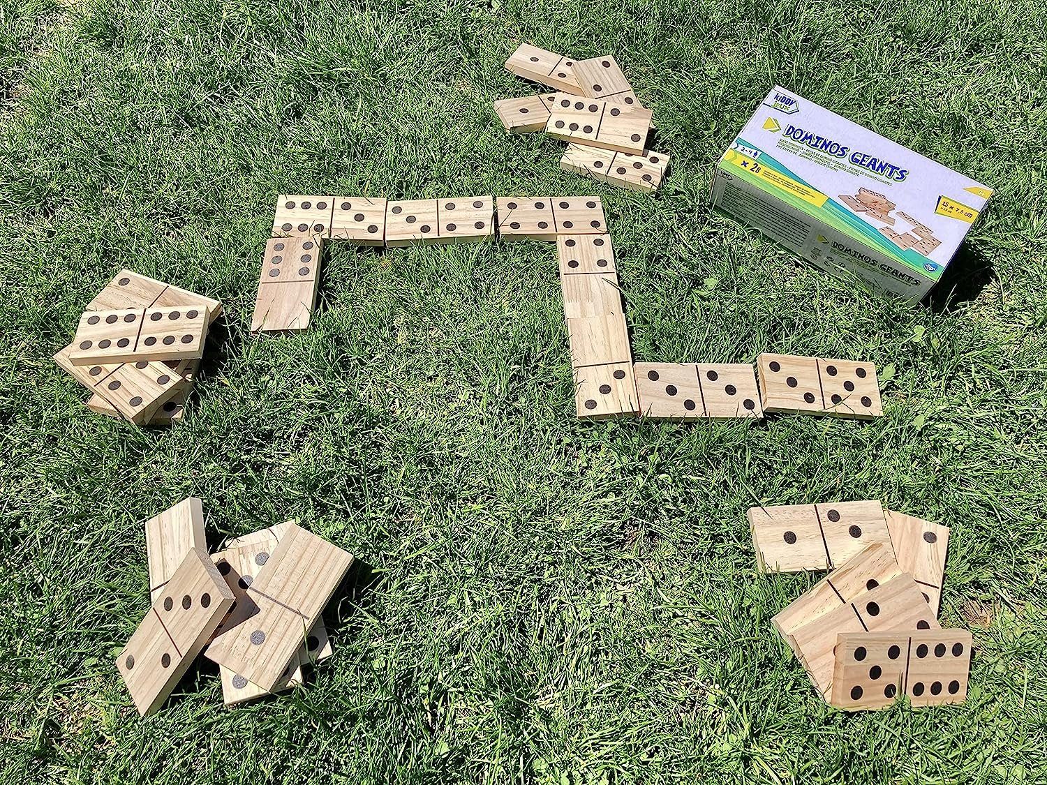 Be Toys Spielesammlung Domino XXL Holz 28 DOMINOSTEINE Dominospiel Kinderspiel Indoor Outdoor, JJA, FSC Siegel