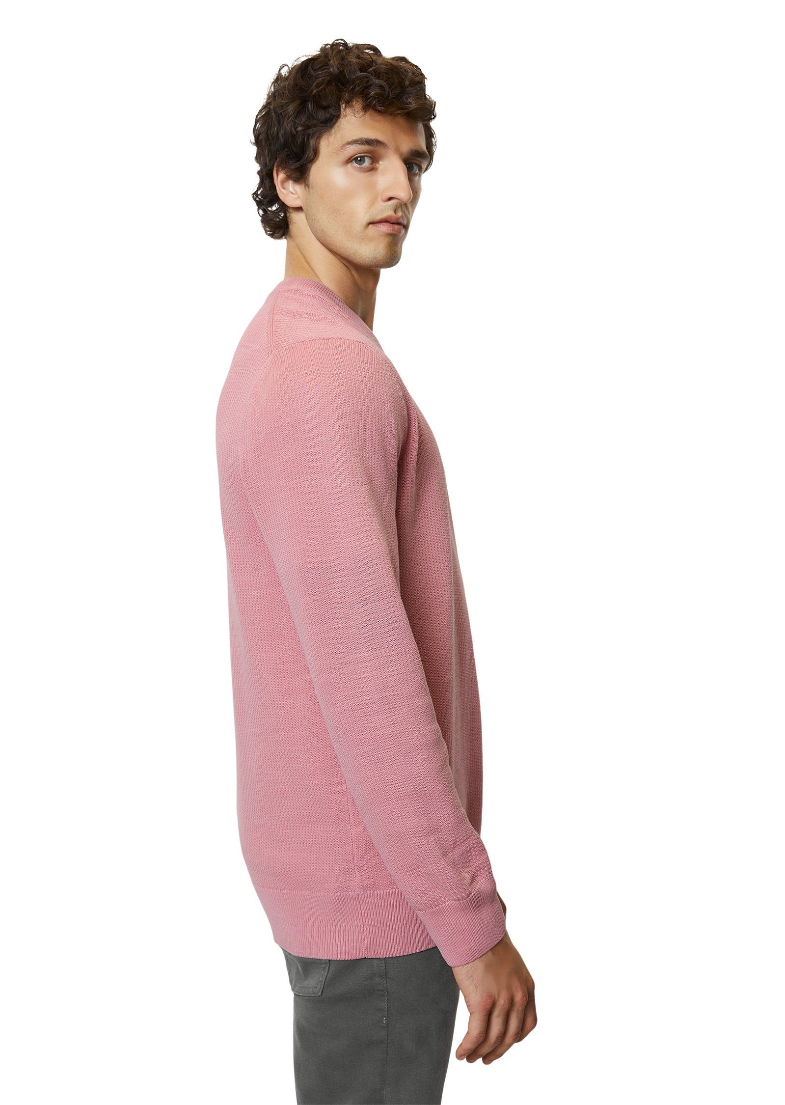 fein Rundhalspullover aus Marc O'Polo rosa Cotton geripptem Organic