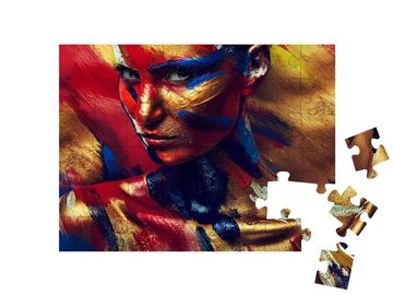 puzzleYOU Puzzle Haut eines Mädchens in bunter Farbe, 48 Puzzleteile, puzzleYOU-Kollektionen Kunst & Fantasy