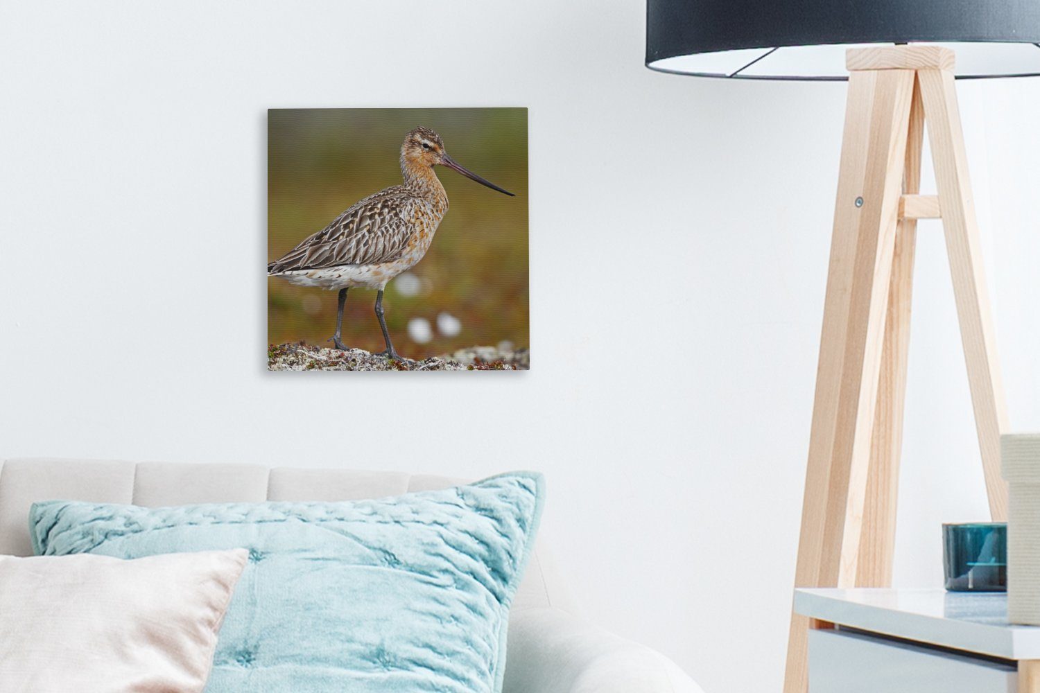 für Bilder einer St), OneMillionCanvasses® Leinwand Schlafzimmer in Uferschnepfe Wohnzimmer Leinwandbild Landschaft, (1 blühenden