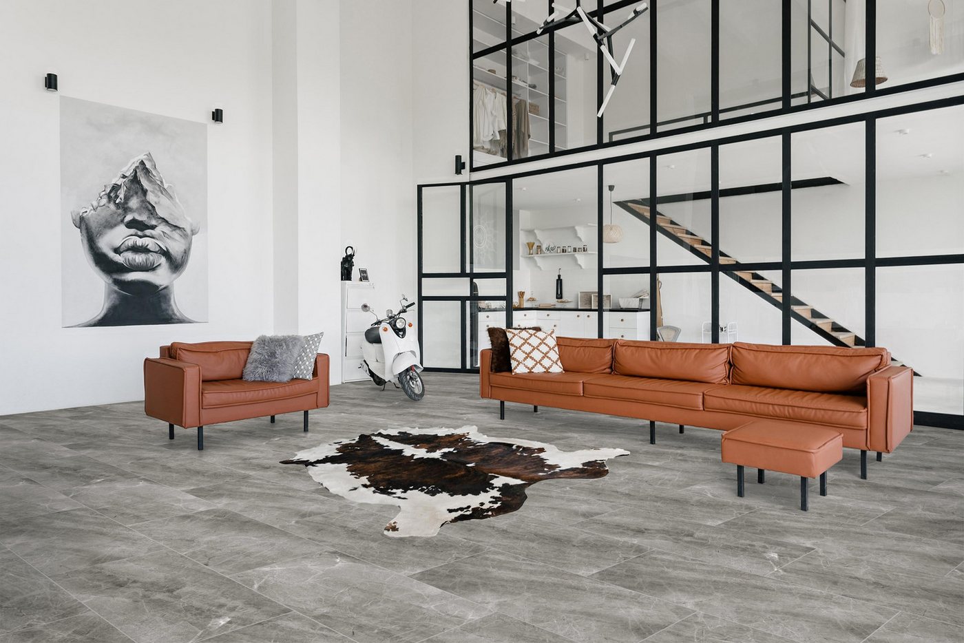 Thumbnail - Check Klickfliesen NEU "CHECK smart tile Fliese 5000, 5001, 5002, 5003", Packung, Grau & Matt. Format 60x29,4x0,85 cm. 1...