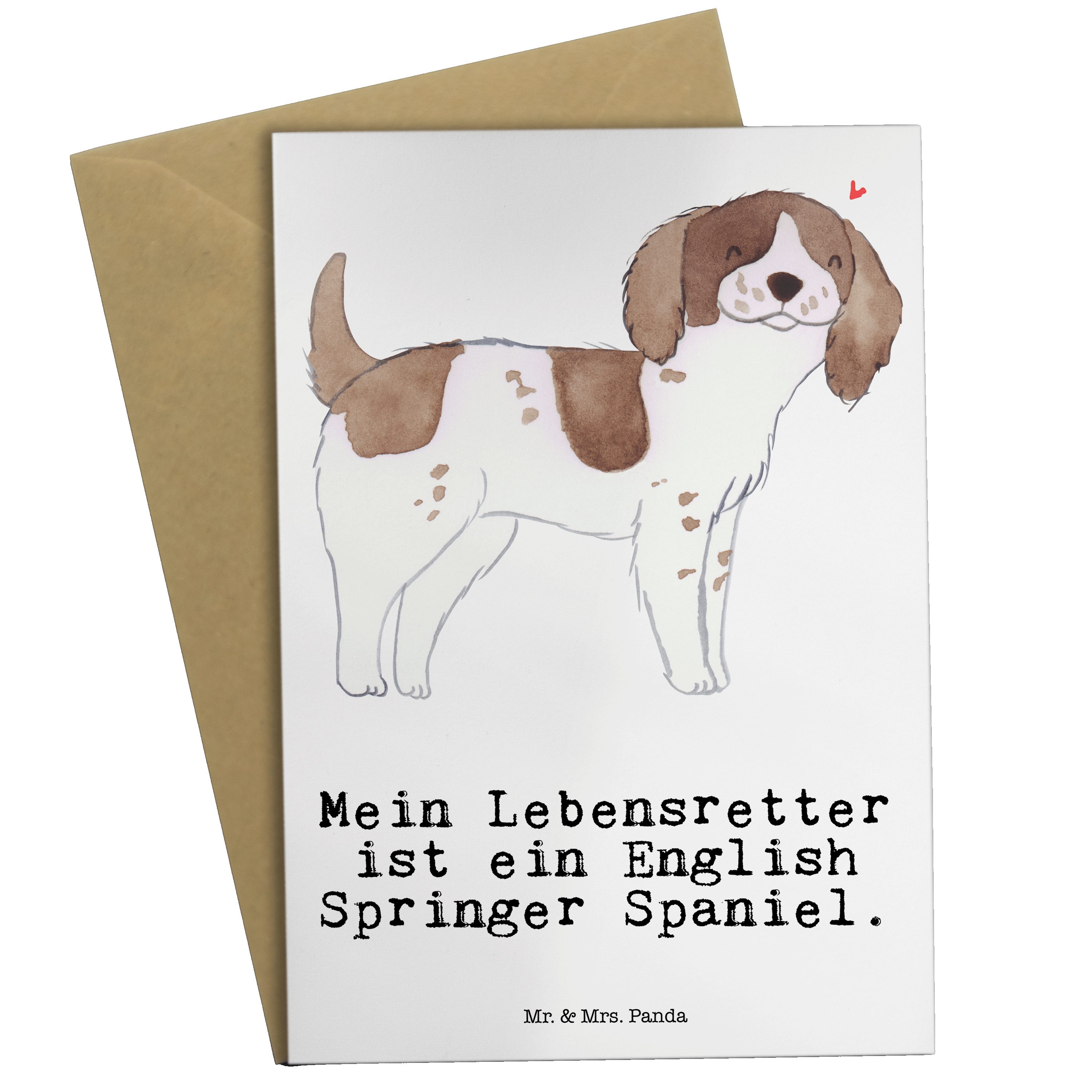 Klappkarte - English Grußkarte Springer Panda Lebensretter Mr. Spaniel Mrs. & Weiß Geschenk, -