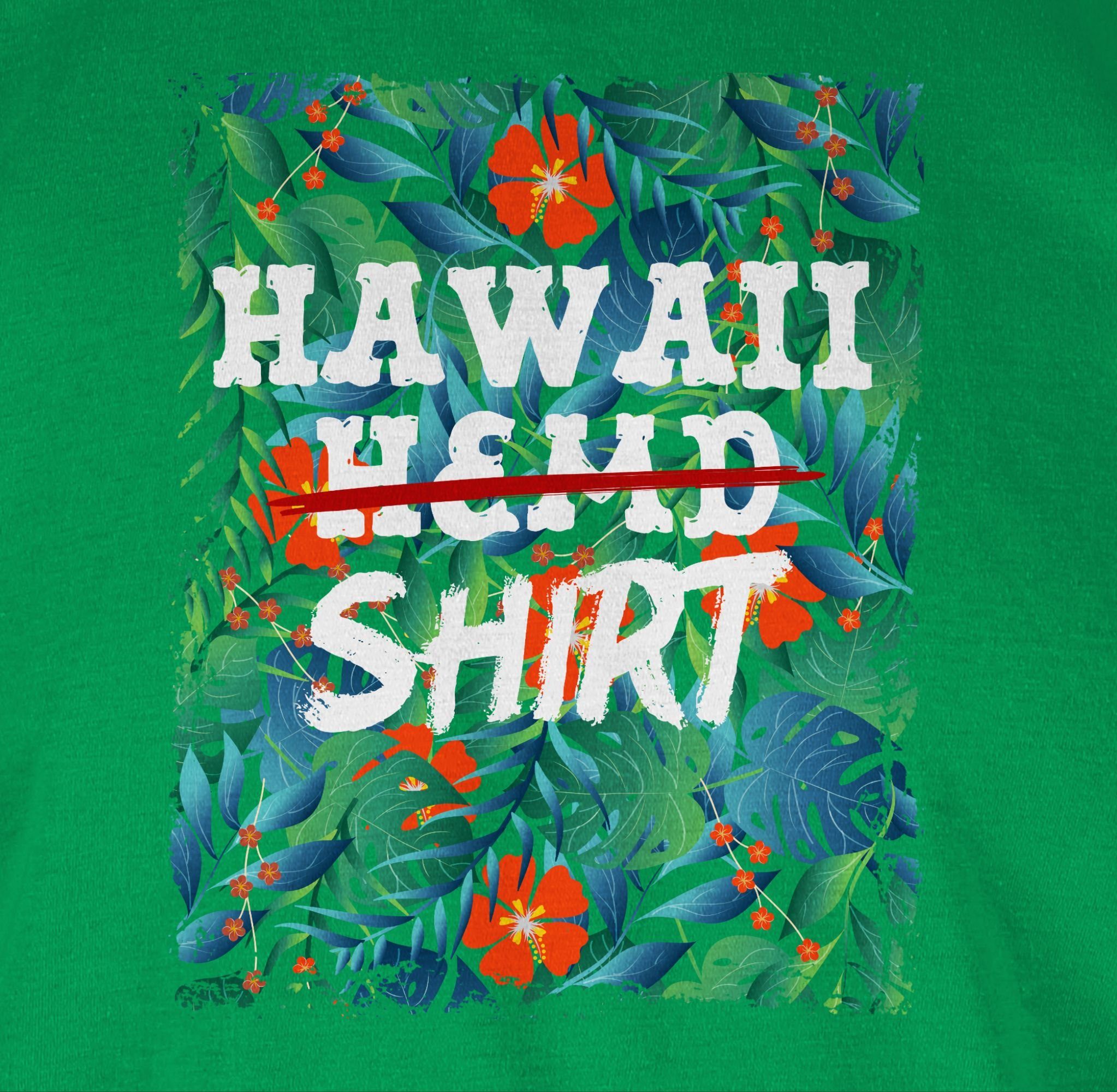 Shirtracer T-Shirt Hawaii Hemd Shirt Outfit - Aloha 3 Hawaiian Hawaii-Kleidung Party Karibik Grün Karneval