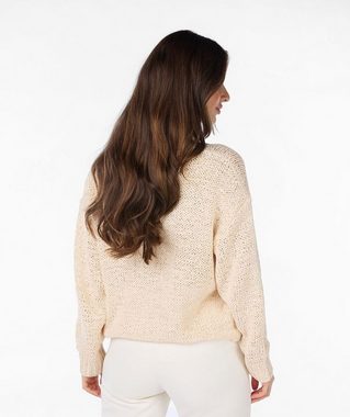 Esqualo Strickpullover Esqualo Pullover mit V Auschnitt Strickoptik Sand