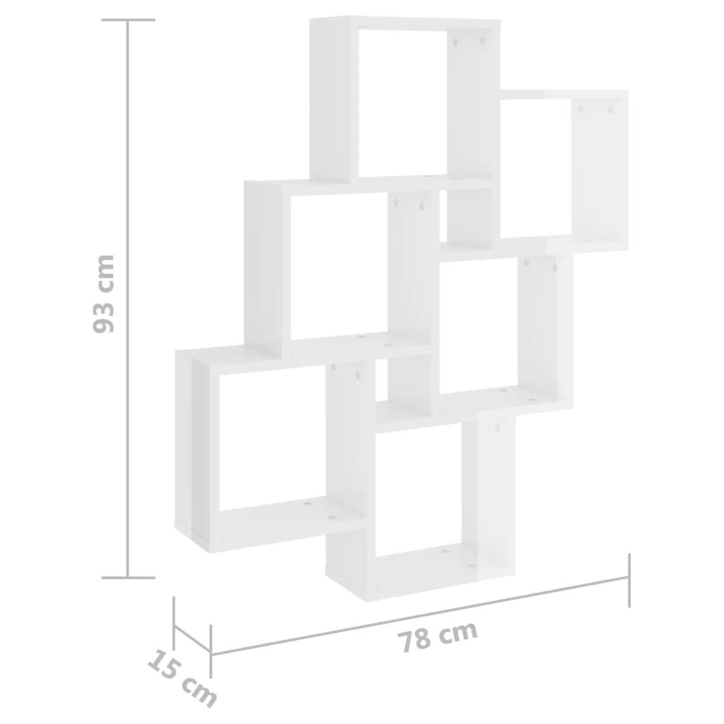 vidaXL Würfelregal Hochglanz-Weiß Holzwerkstoff, Regal 78x15x93 cm 1-tlg.