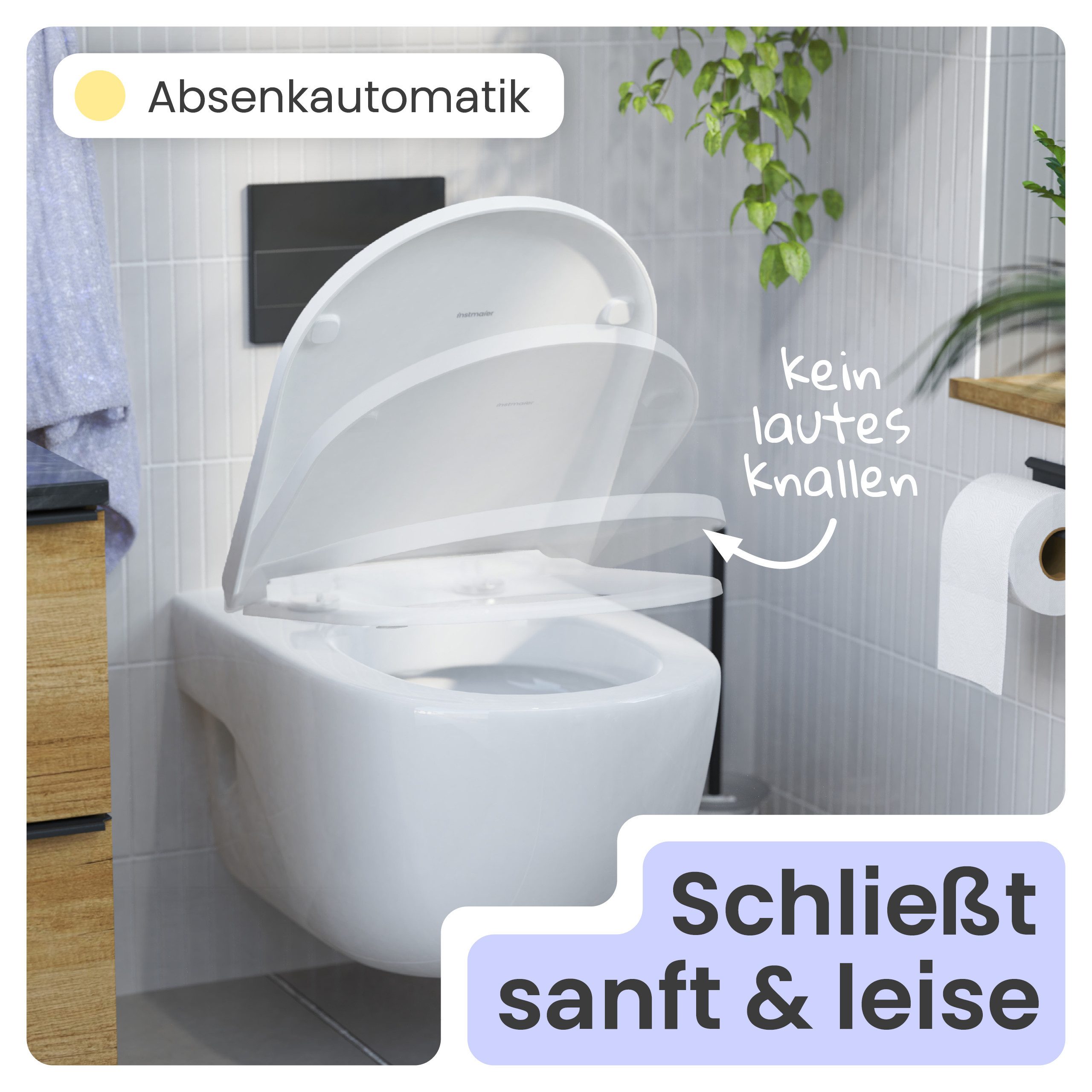 instmaier WC-Sitz instmaier Helma, Toilettendeckel mit Absenkautomatik, Absenkautomatik, zur Reinigung abnehmbar, Duroplast