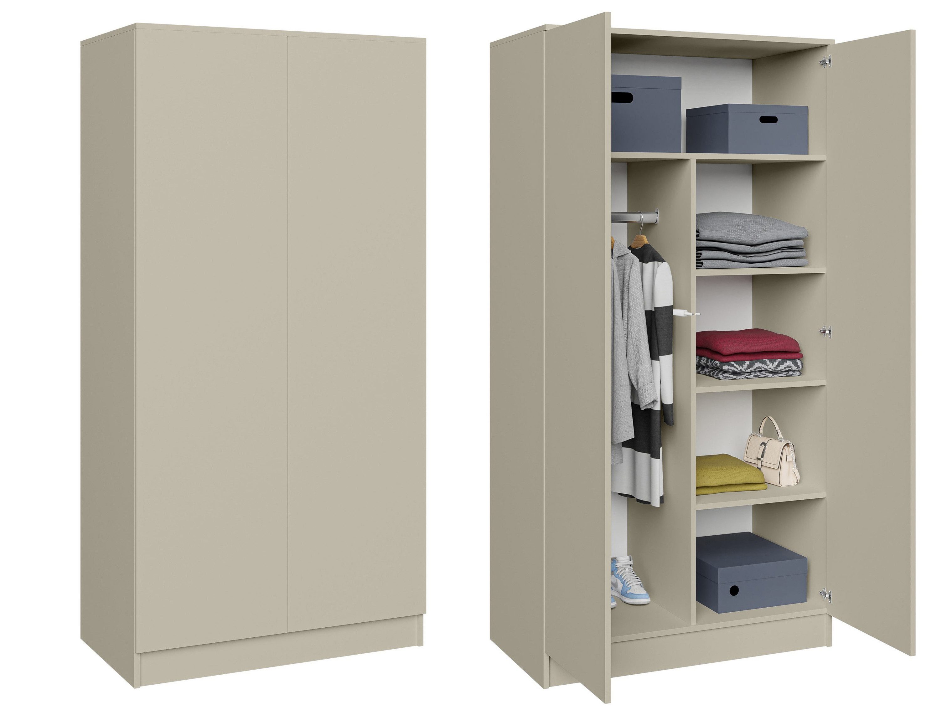 Beautysofa Kleiderschrank Zweitüriger mit Drehtürenschrank LOOK (Breite: 90 cm, Modernes TIP-ON Öffnungssystem (griffloses Öffnen möglich) Erhältlich mit oder ohne Schubladen