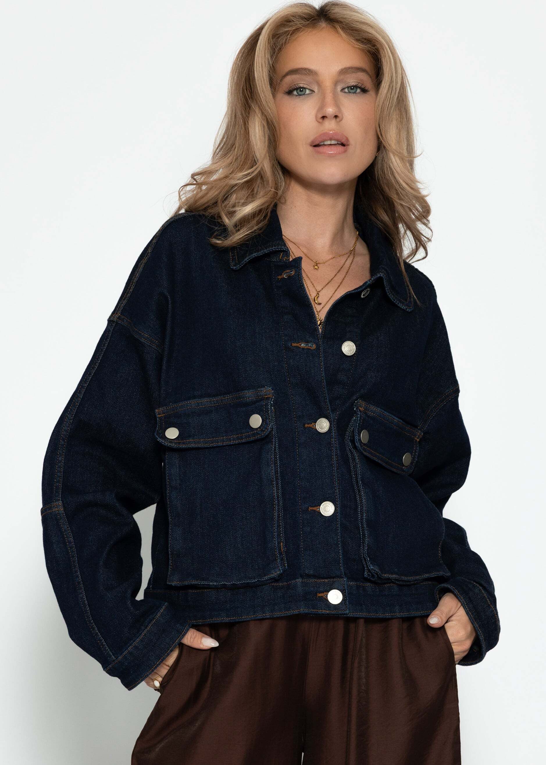 SASSYCLASSY Blusenjacke Oversize Jeans Jacke mit günstig online kaufen