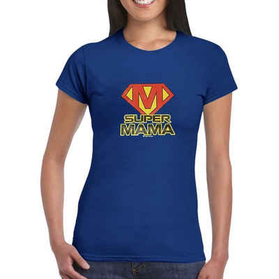 T-Shirt Total T-Shirt Super Mama T-Shirt für Damen in der Farbe Blau