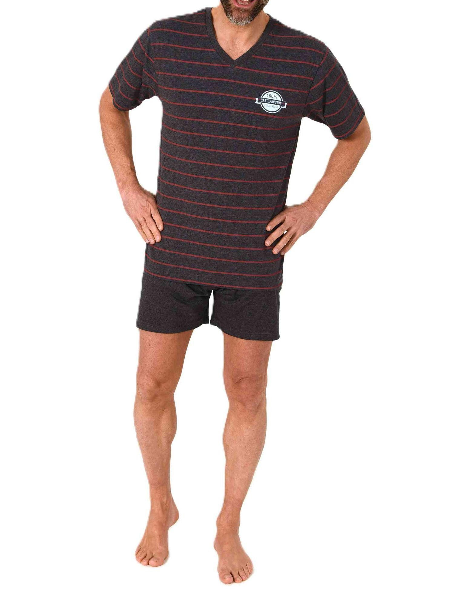 Normann Pyjama Normann Herren kurzarm Schlafanzug Shorty Pyjama in Streifenoptik