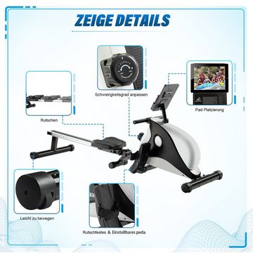Fangqi Rudergerät LCD-Monitor und 8-stufigem Widerstandsanpassungs-Fitnessgerät, 4 KG Schwungradmasse,Indoor Faltbares