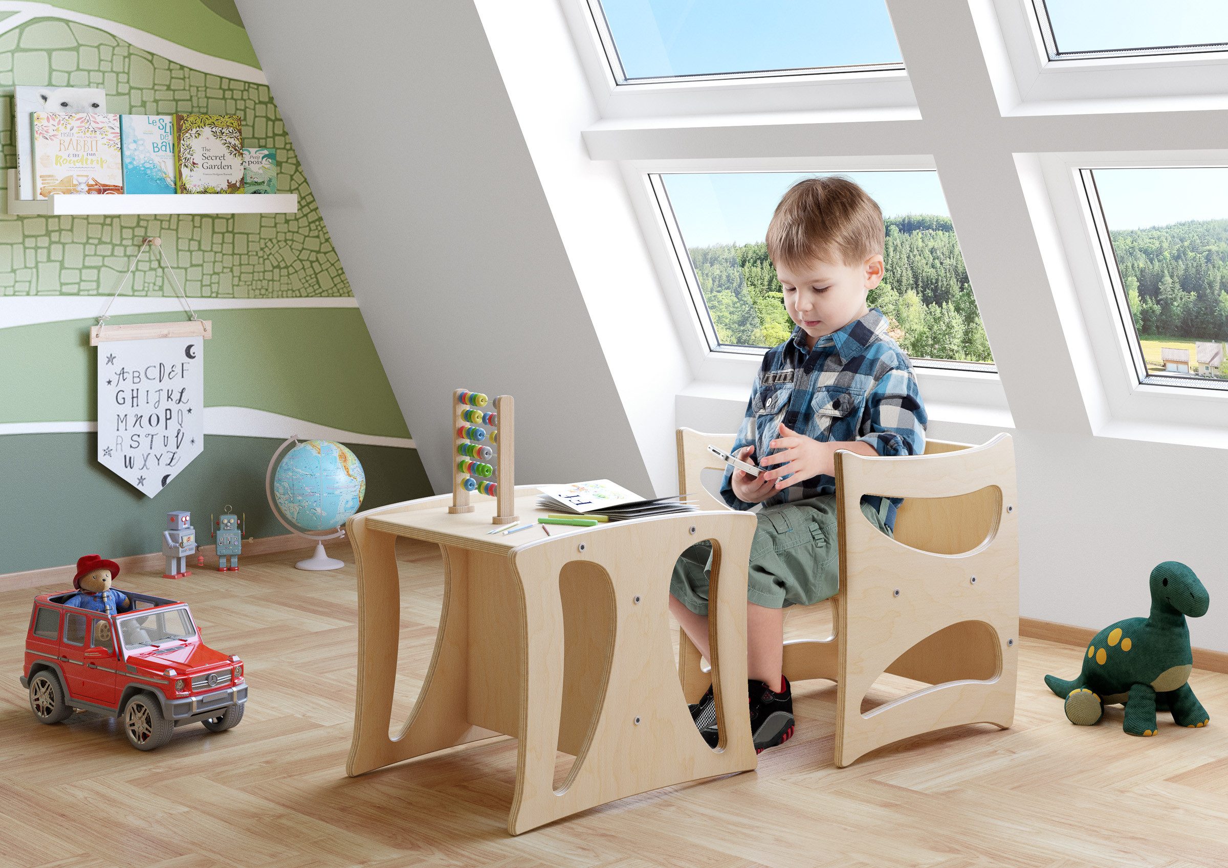 ERST-HOLZ Arbeitshocker Wendehocker Kindermöbel Holz Kindertisch Kinderstuh günstig online kaufen
