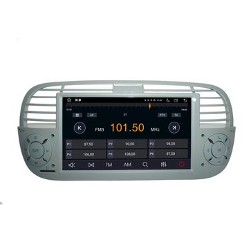 TAFFIO Für Fiat 500 (Beige) 7" Touchscreen Android Autoradio GPS CarPlay Einbau-Navigationsgerät