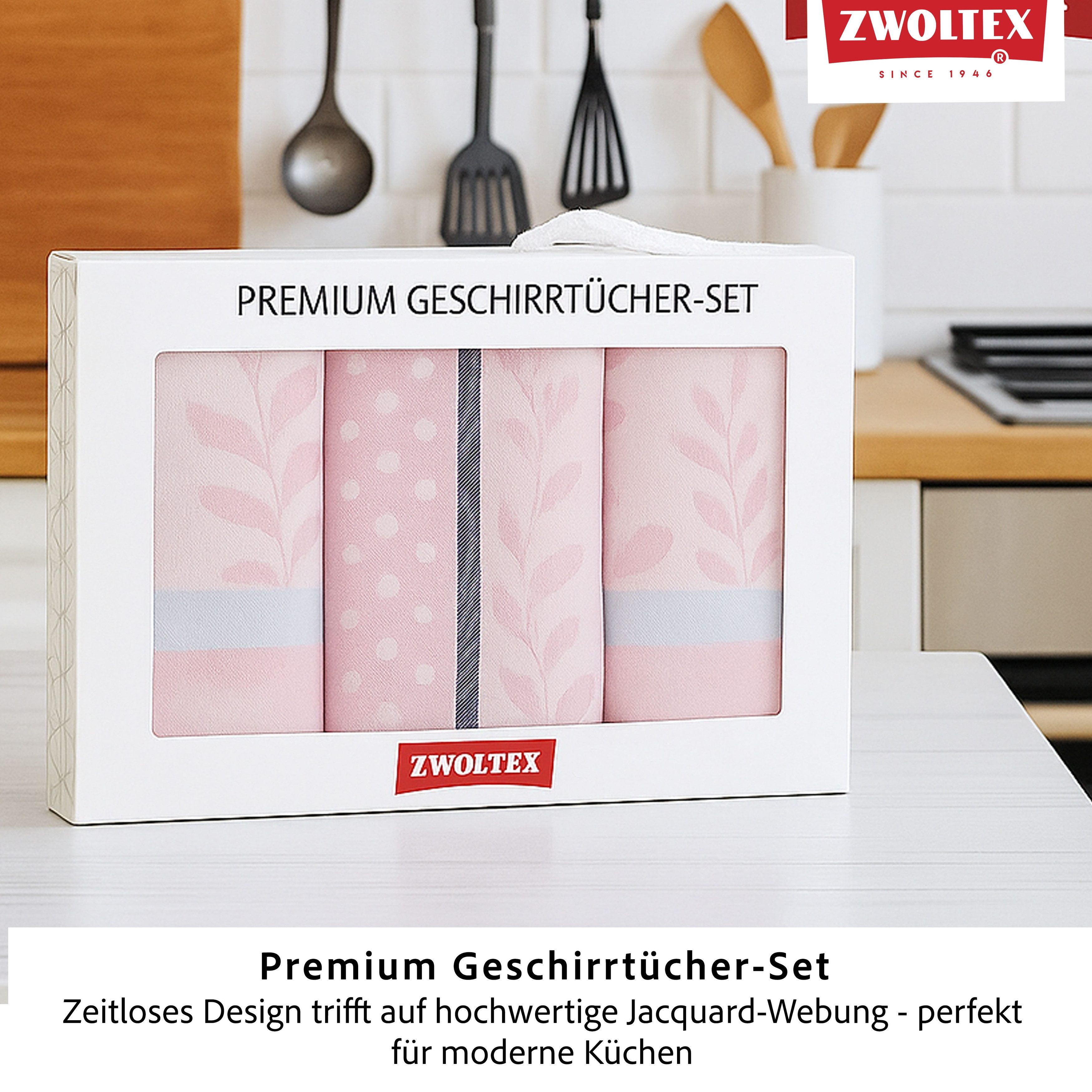 Zwoltex Geschirrtuch Hochwertiges Jacquard Geschirrtücher Geschenkset aus 100% Baumwolle, fusselfrei und machinenwaschbar - Küchentücher 70x50