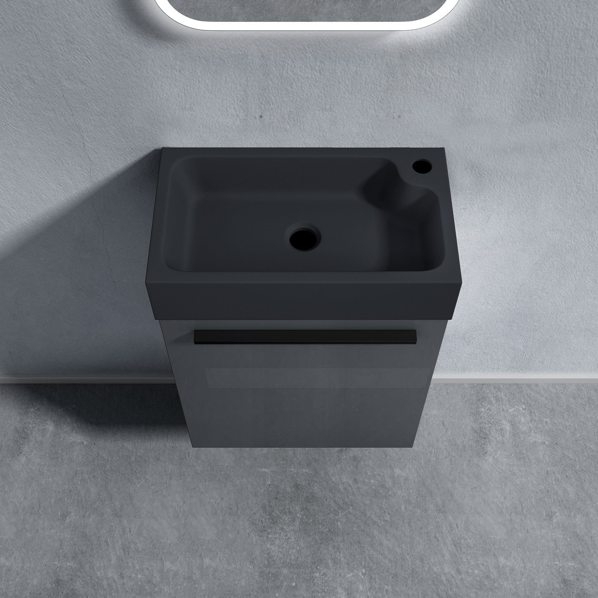 Badmöbel-Set Pisa grau Badmöbel-Set Badezimmerschrank Waschbeckenunterschrank doporro Glänzend