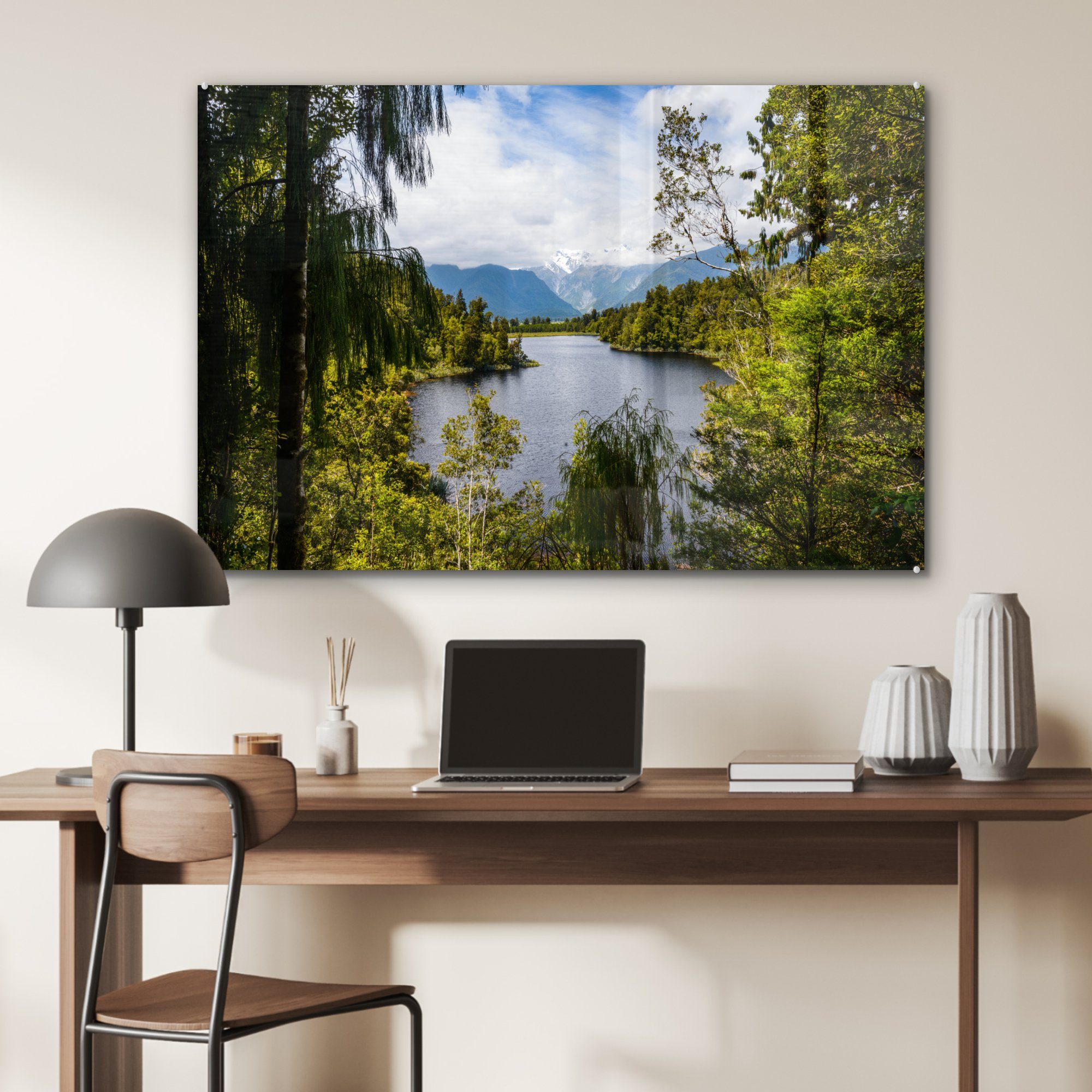 Wald Acrylglasbild Gletscher Fox St), Neuseeland, in Acrylglasbilder MuchoWow Blick & Schlafzimmer und auf Franz Wohnzimmer (1 Josef mit die
