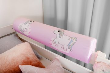 Ticaa Hochbett Hochbett "Einhorn Rainbow" inkl. Zubehör Kiefer (Komplett-Set, Inklusive Textil-Zubehör) Mit Vorhang und Zubehör