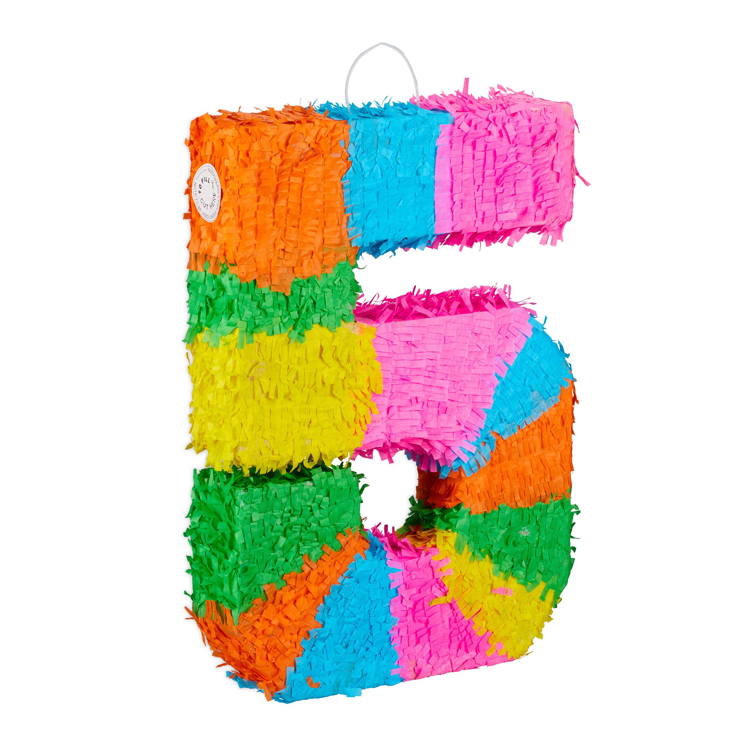 relaxdays Pinata 3-teiliges Pinata Set Zahl 5